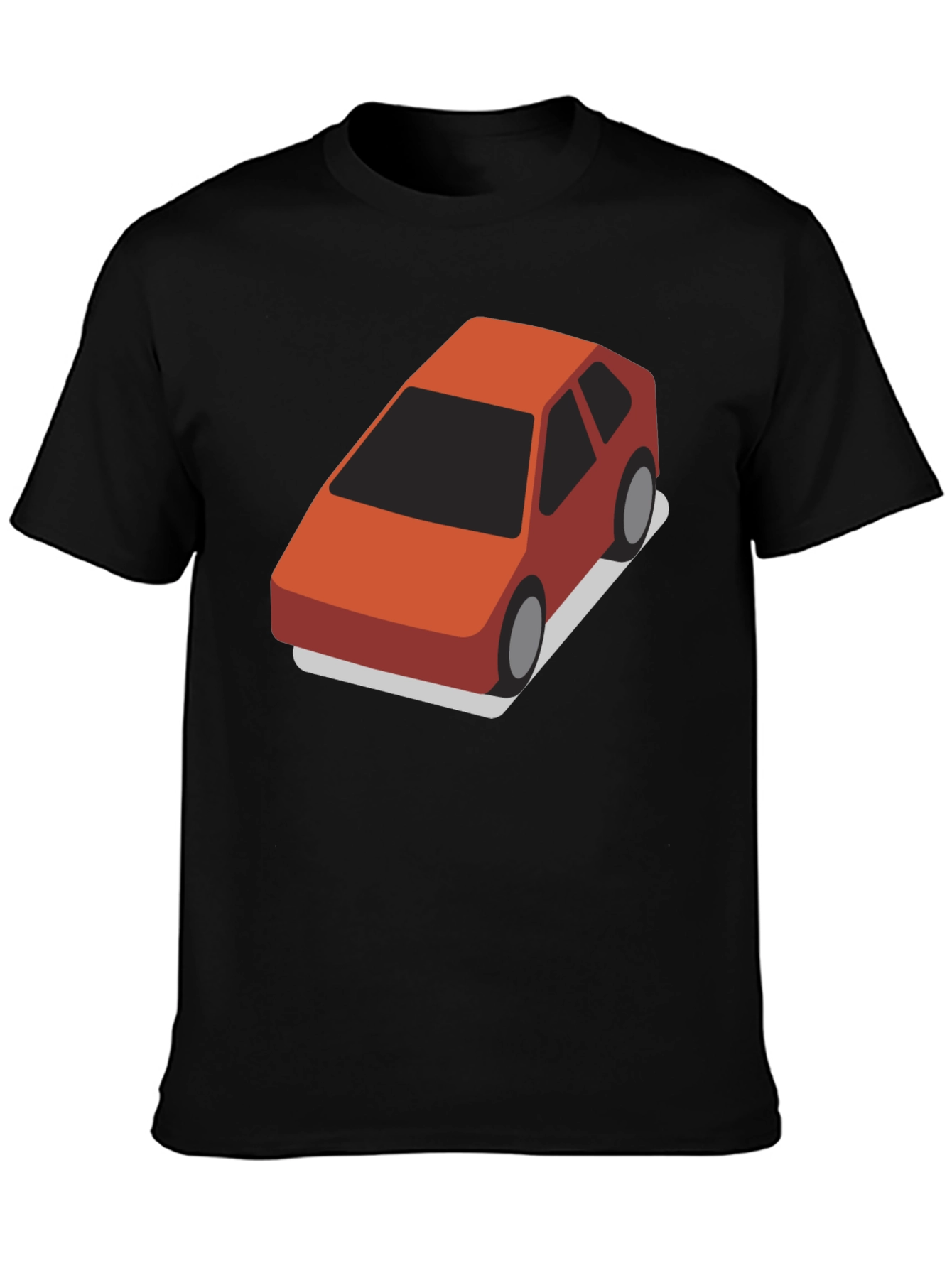 Black Isometric Car Graphic Tee - Black Cotton Blend T-Shirt view 3
