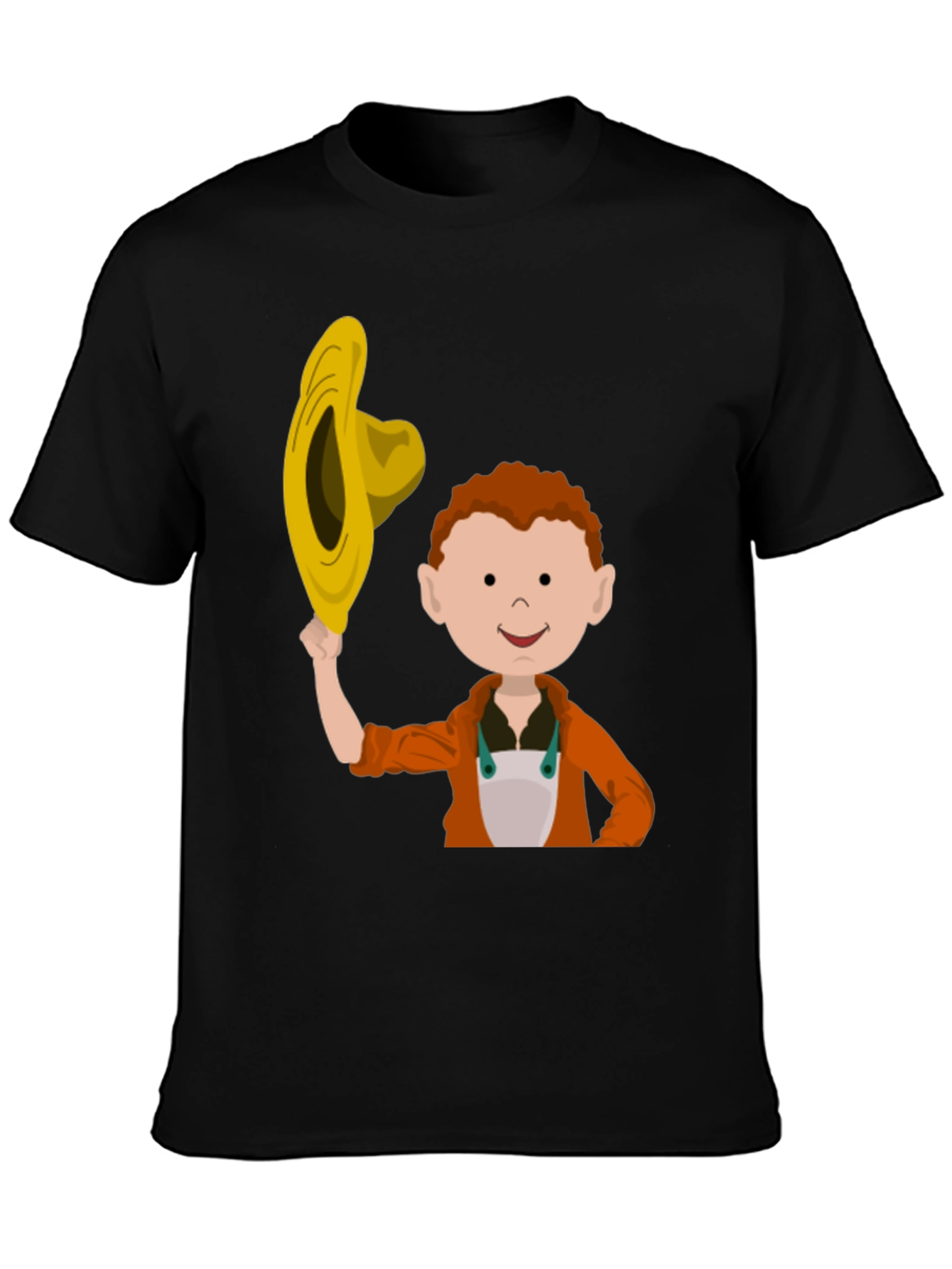 Black Cartoon Farmer Graphic T-Shirt view 3