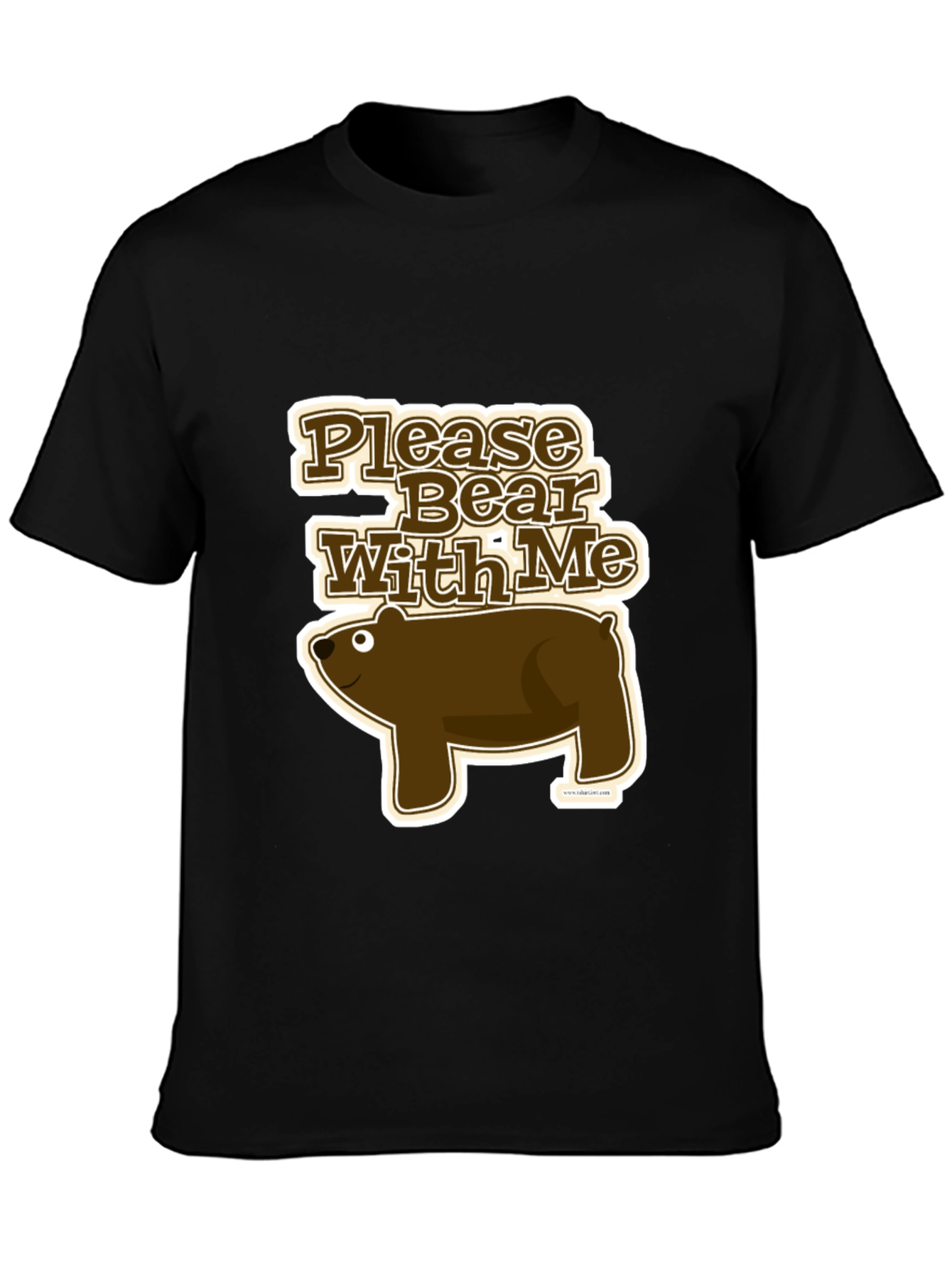 Black Please Bear With Me Graphic Tee - Black Cotton T-Shirt view 3