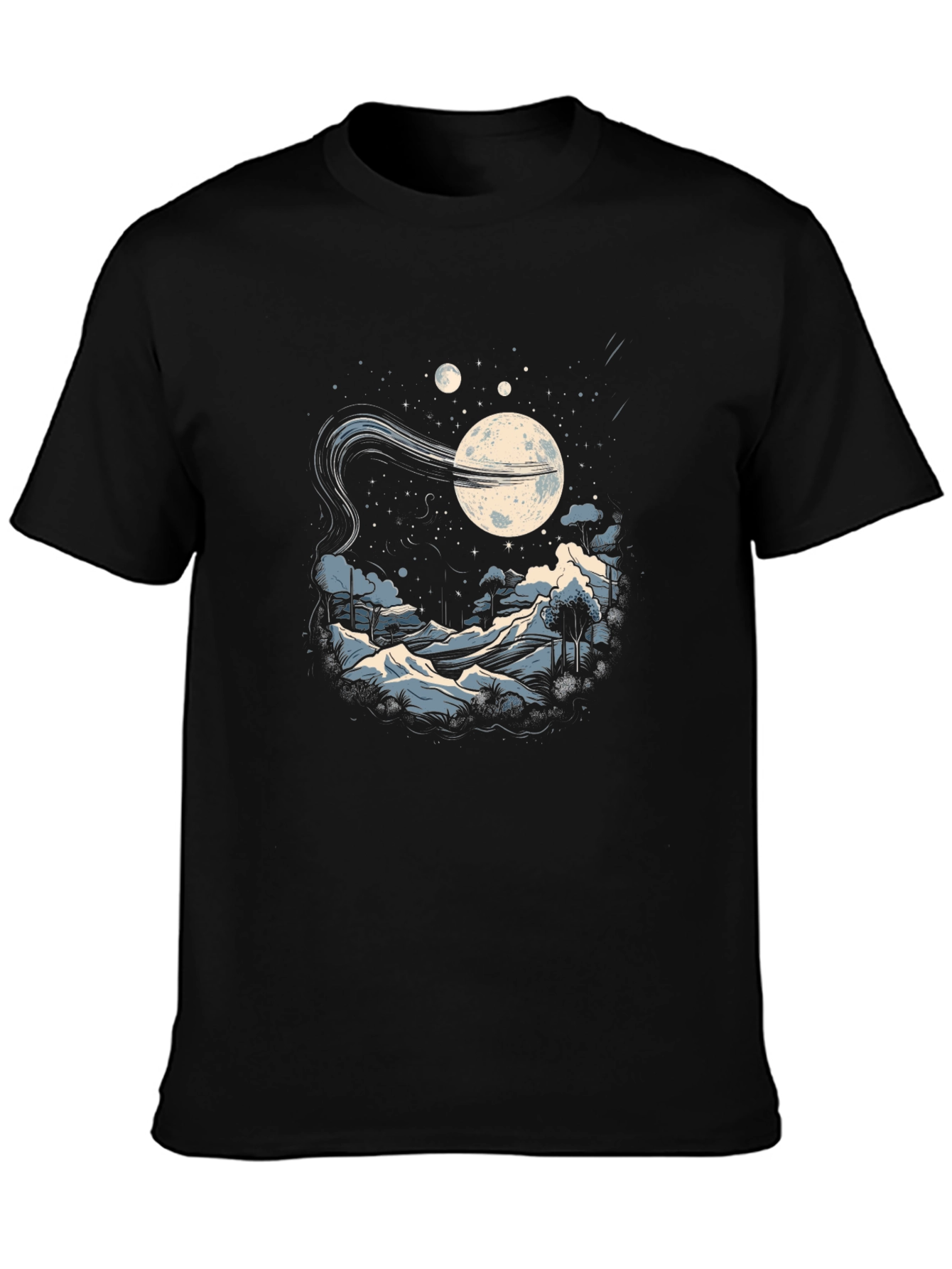 Black Cosmic Nightscape Graphic Tee view 3