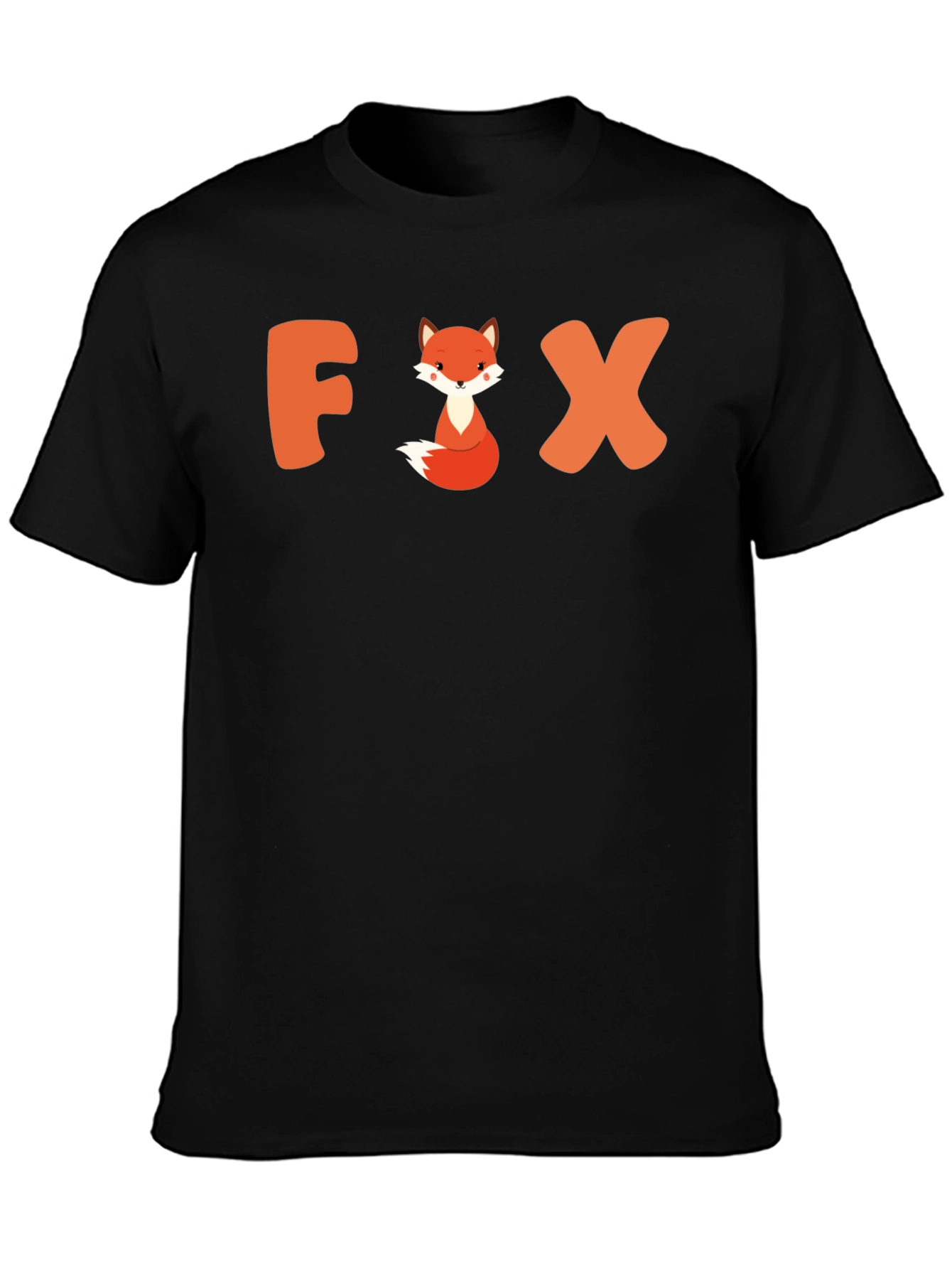 Black Cute Fox Graphic Tee - Unisex Black T-Shirt view 3