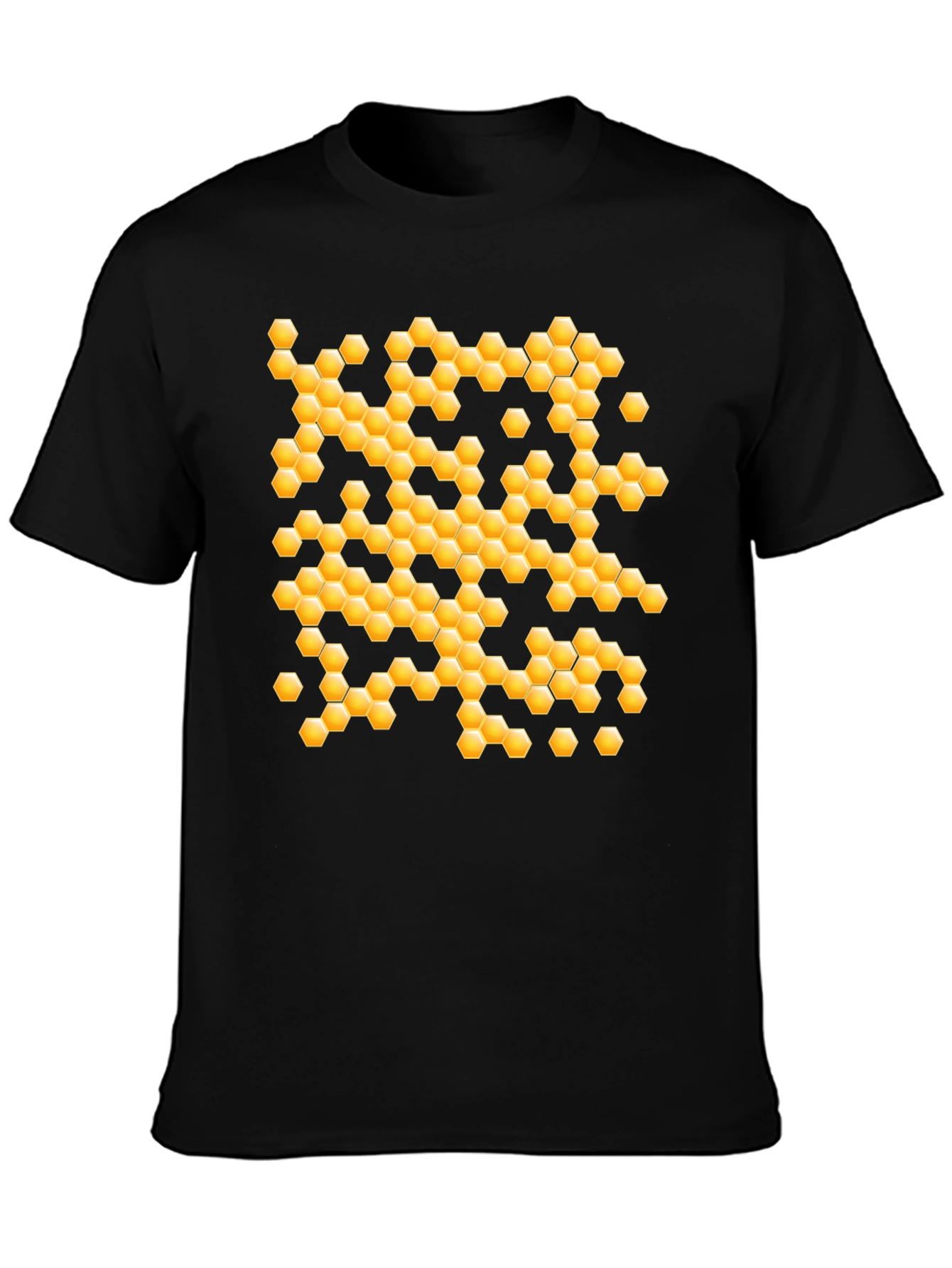 Black Honeycomb Pattern Graphic T-Shirt view 3
