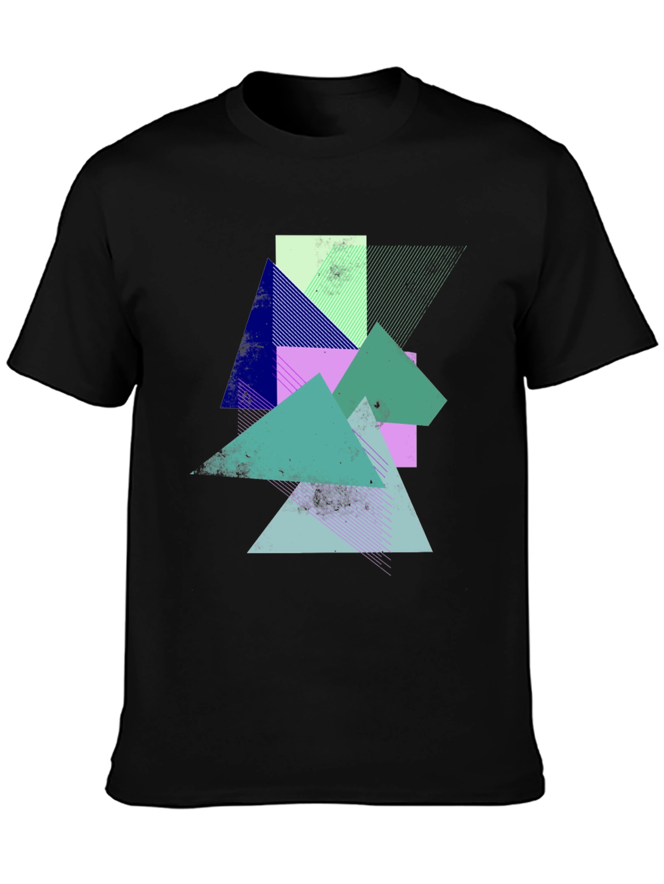 Black Geometric Abstract Graphic Tee - Modern Art Shirt view 3