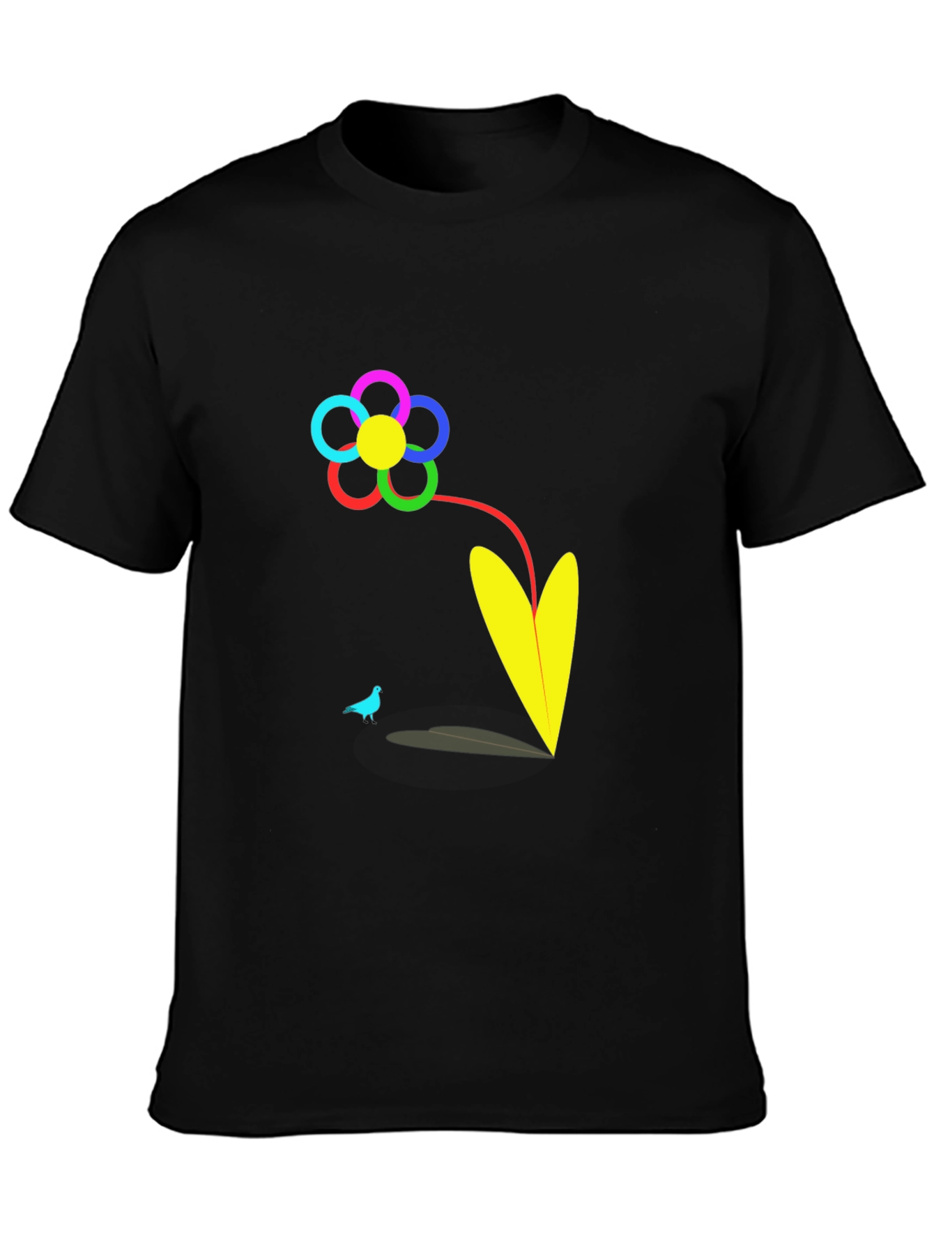 Black Vibrant Flower Graphic T-Shirt view 3