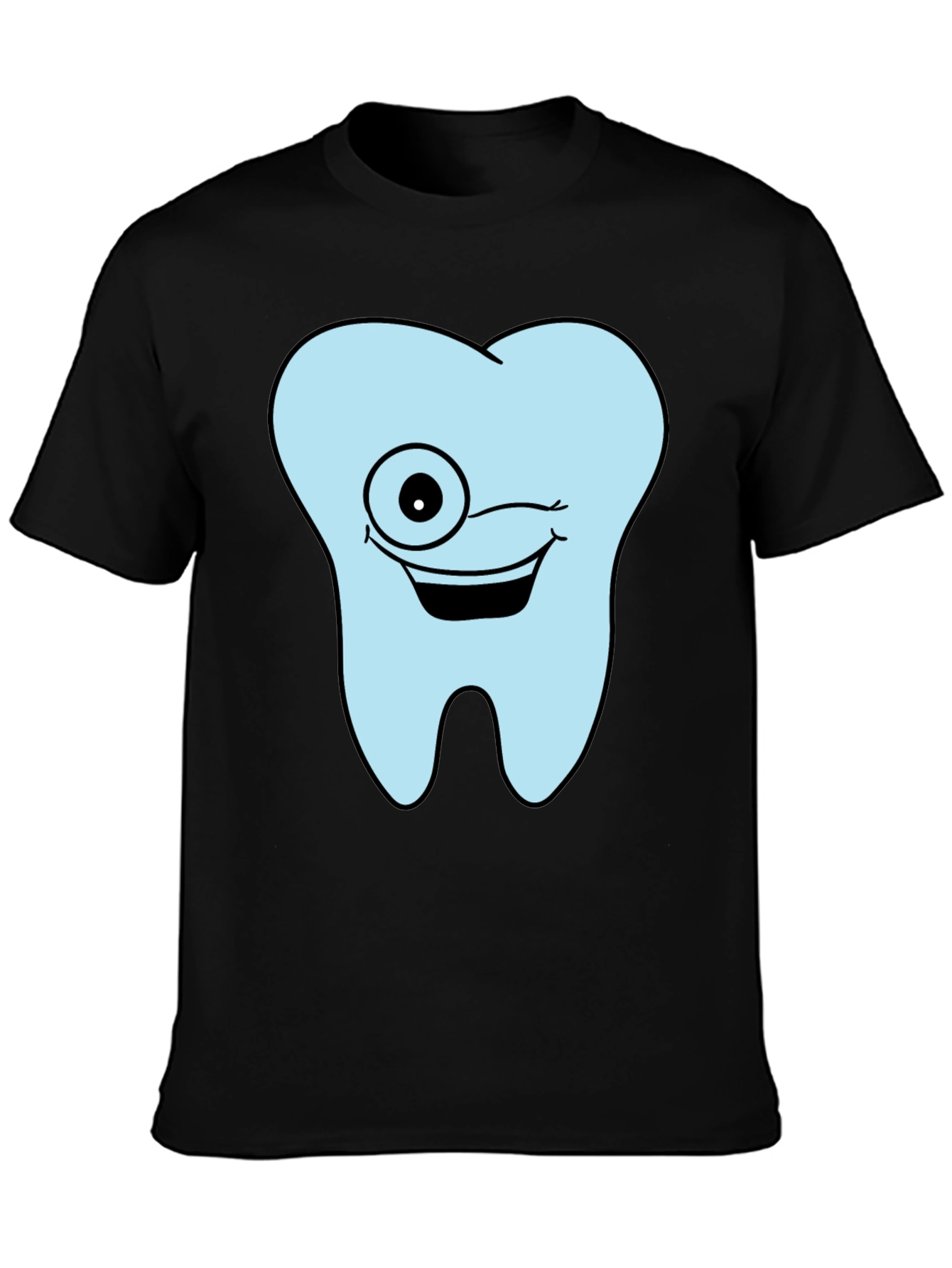 Black Winking Tooth Graphic T-Shirt - Black Cotton Tee view 3