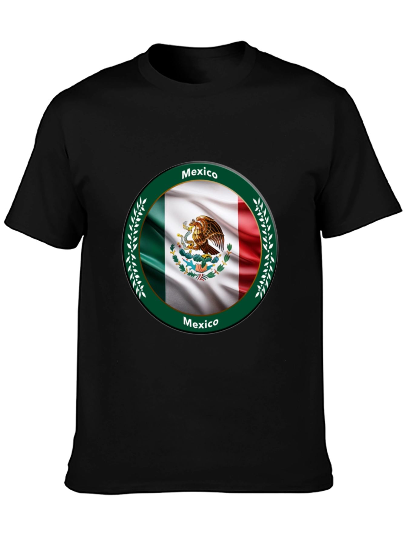 Black Mexico Flag Black T-Shirt view 3