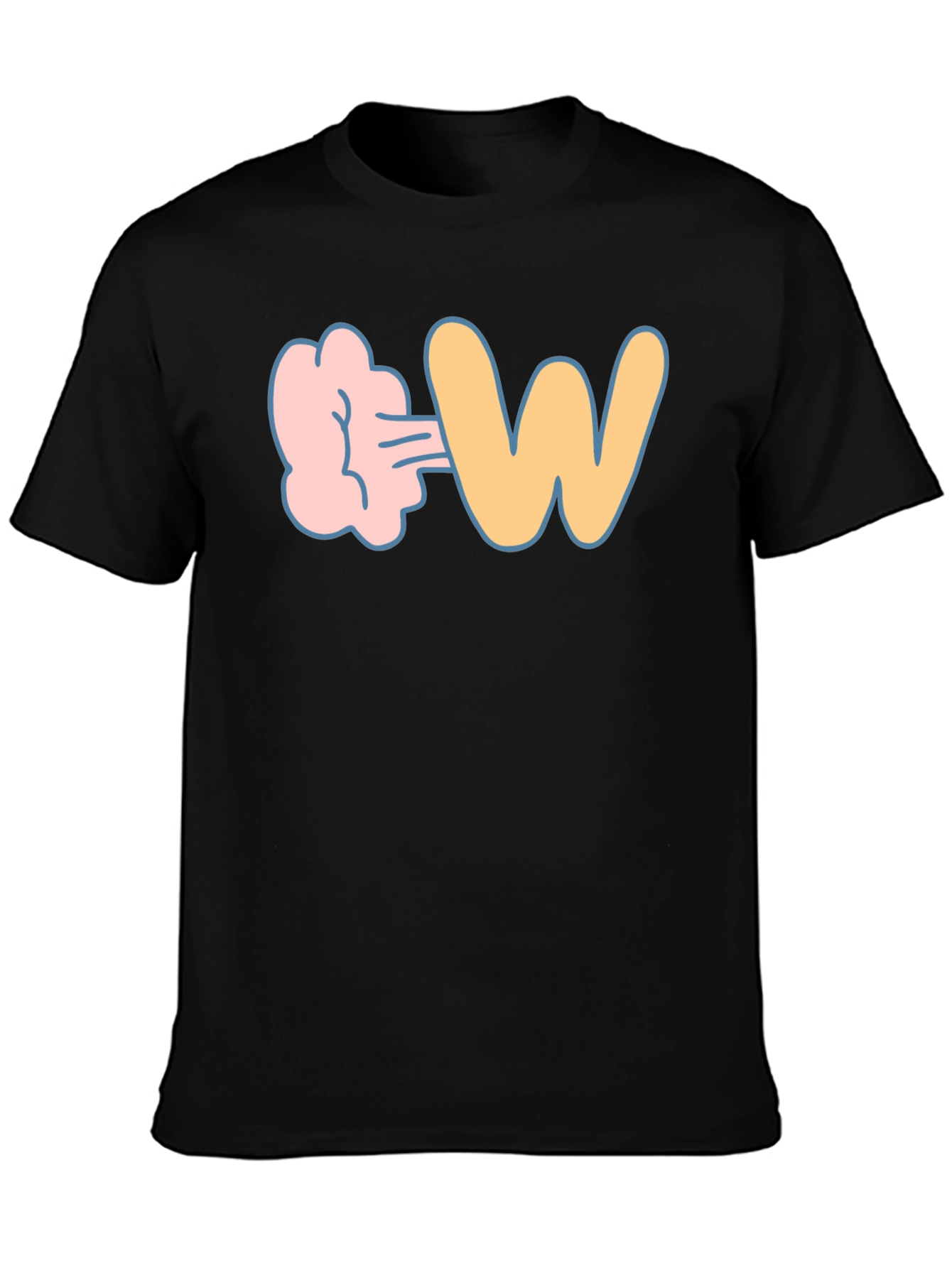 Black Farting W Funny Graphic T-Shirt view 3