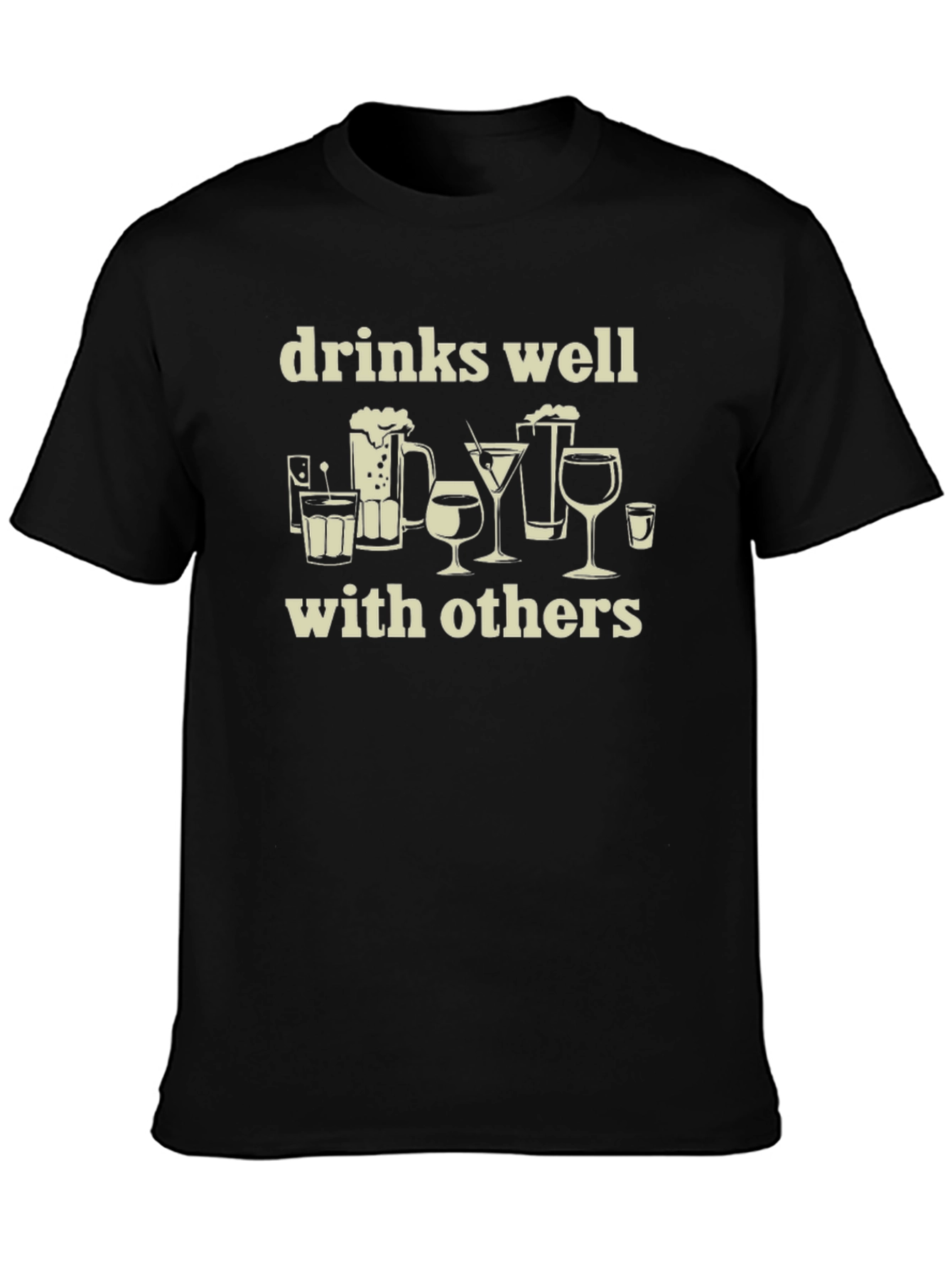 Black Drinks Well With Others Graphic Tee view 3