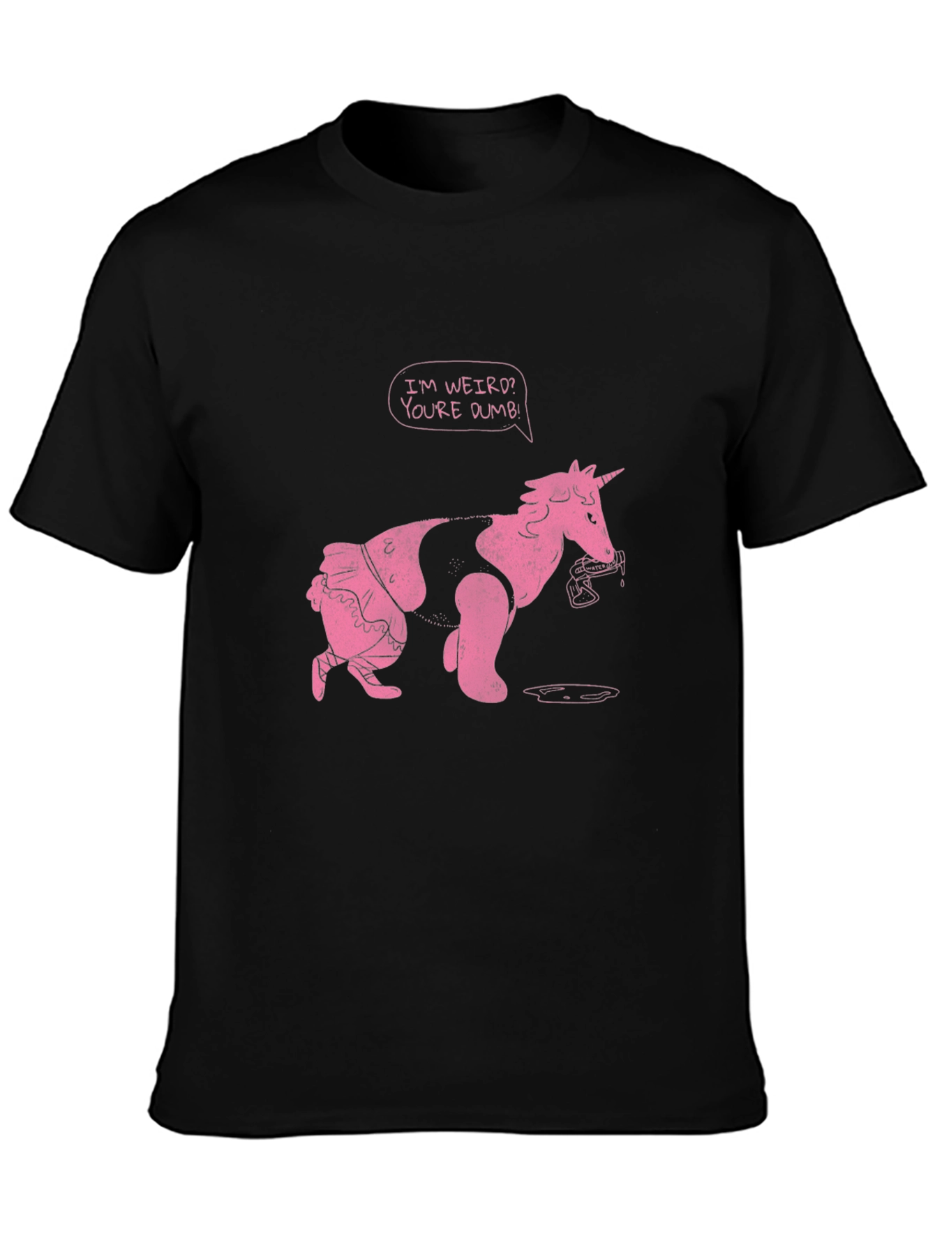 Black Funny Unicorn T-Shirt - Weird & Dumb view 3