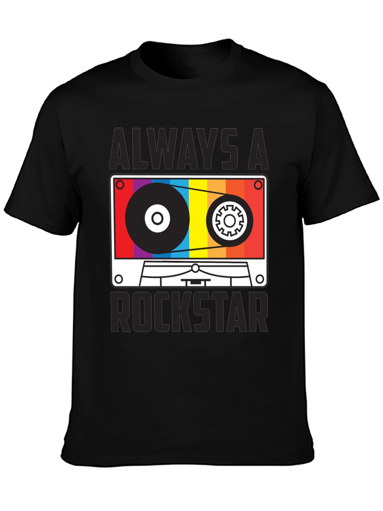Black Always A Rockstar Cassette Graphic Tee view 3