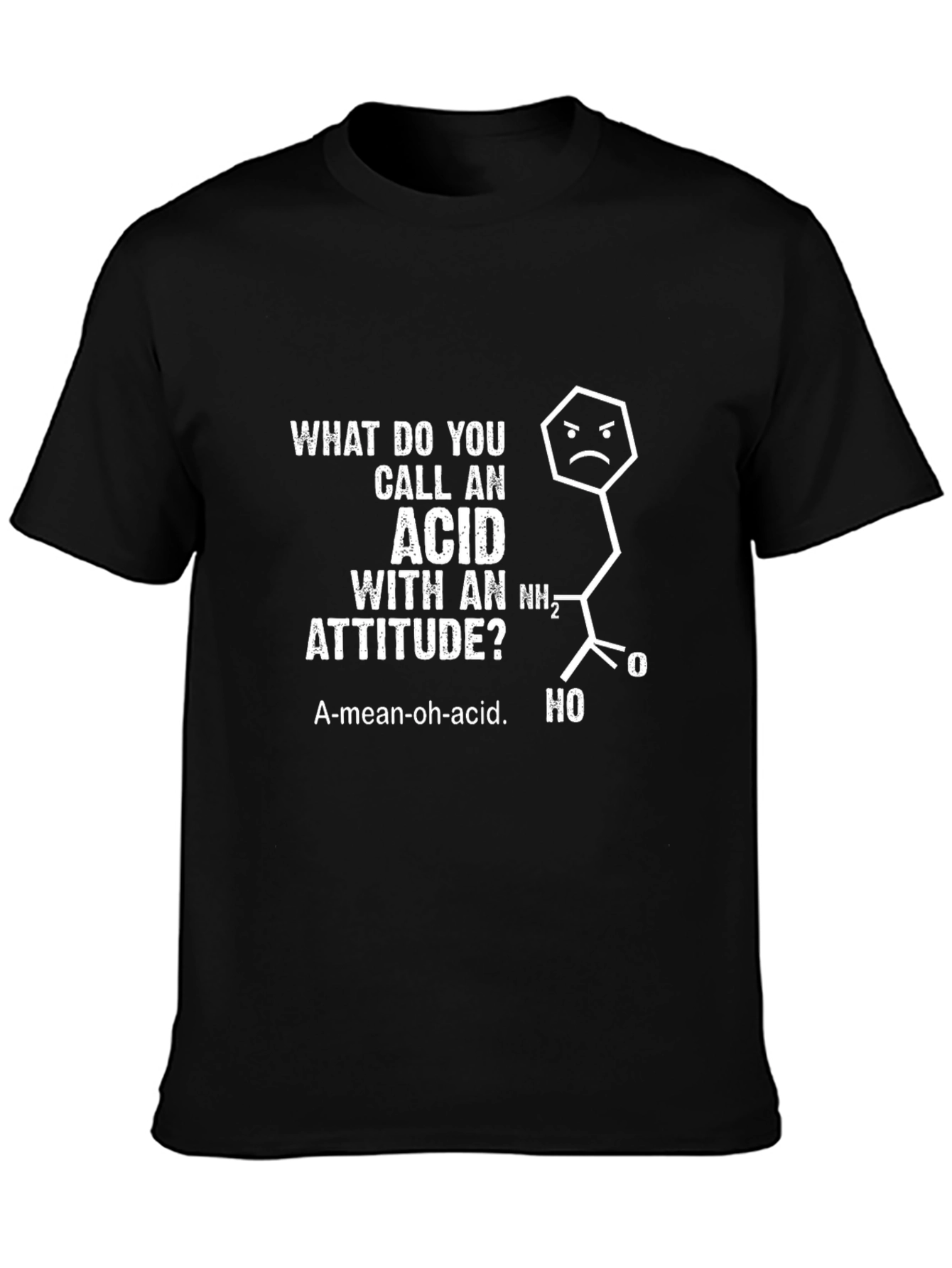 Black Funny Chemistry Pun T-Shirt: A-Mean-Oh Acid view 3