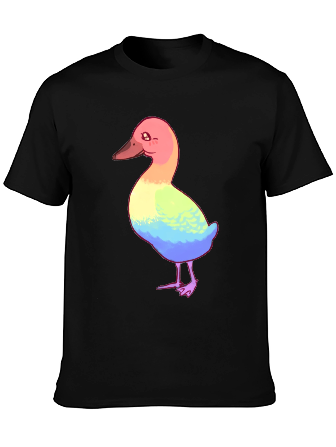 Black Rainbow Duck Graphic Tee - Unisex Cotton T-Shirt view 3