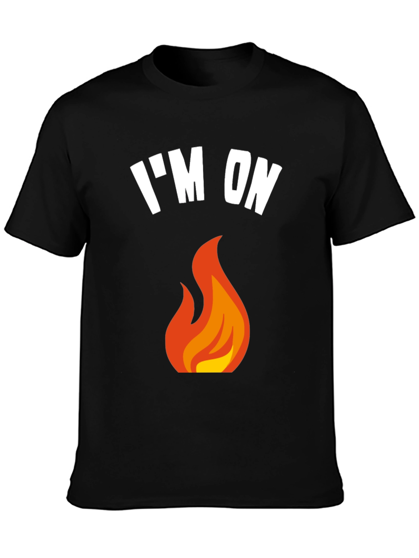 Black I'm On Fire Graphic T-Shirt - Black Crew Neck Tee view 3