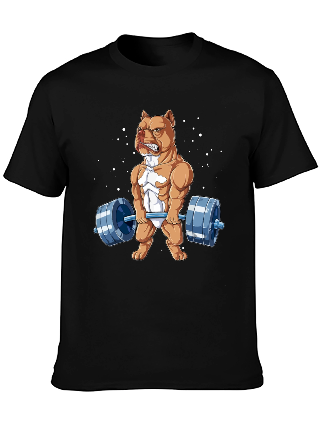 Black Weightlifting Pitbull Graphic Tee - Bodybuilding Dog Shirt view 3