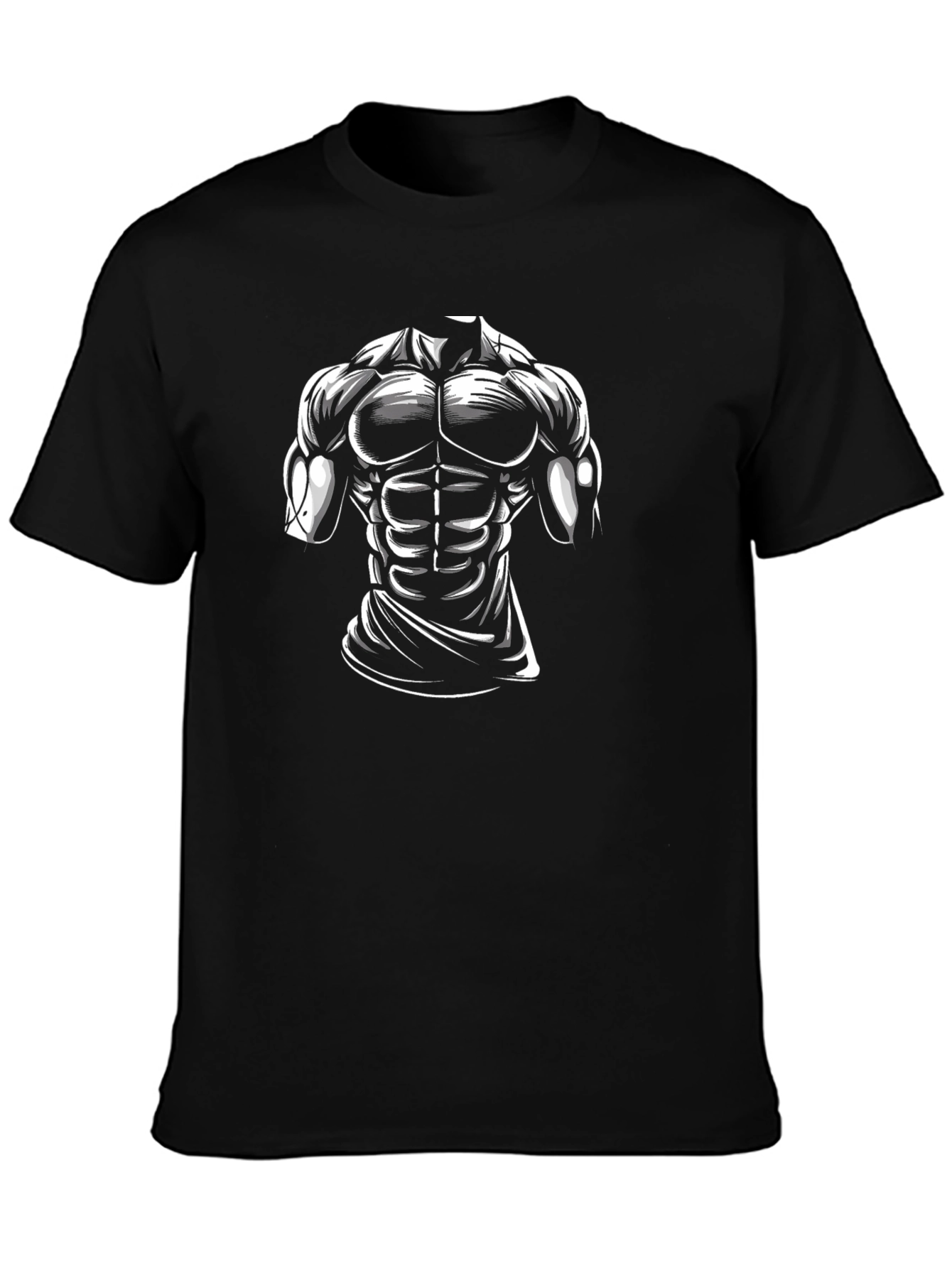 Black Funny Muscled Chest T-Shirt view 3