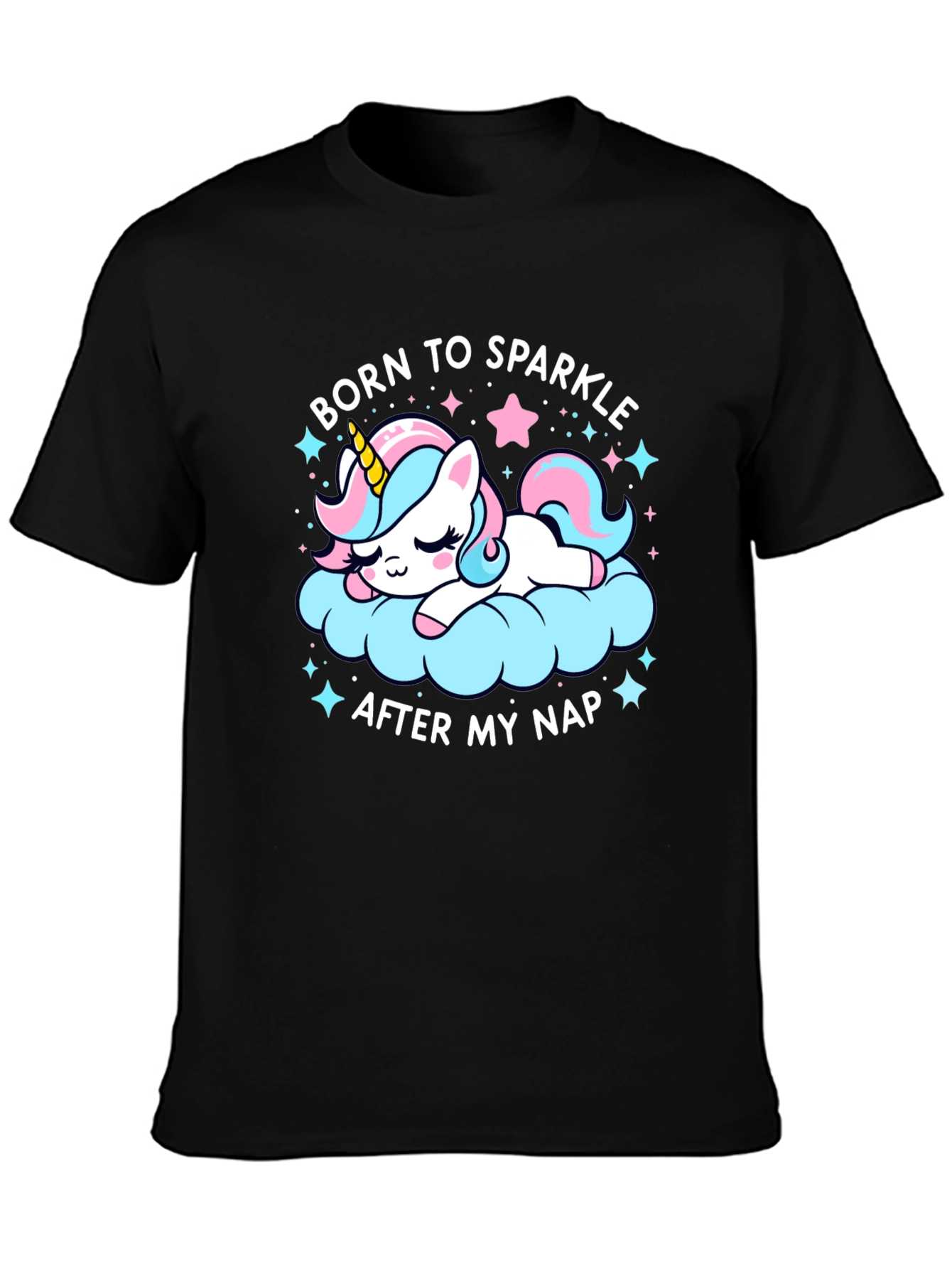 Black Born to Sparkle Unicorn Nap T-Shirt view 3