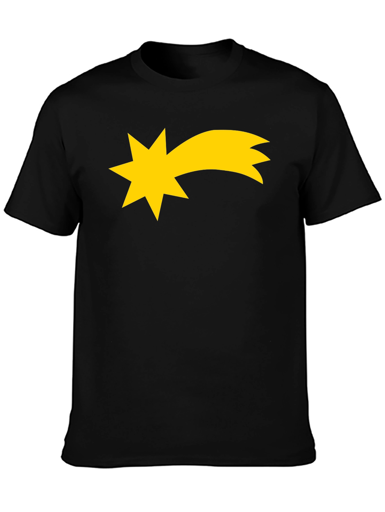 Black Shooting Star Graphic Tee - Black Cotton T-Shirt view 3