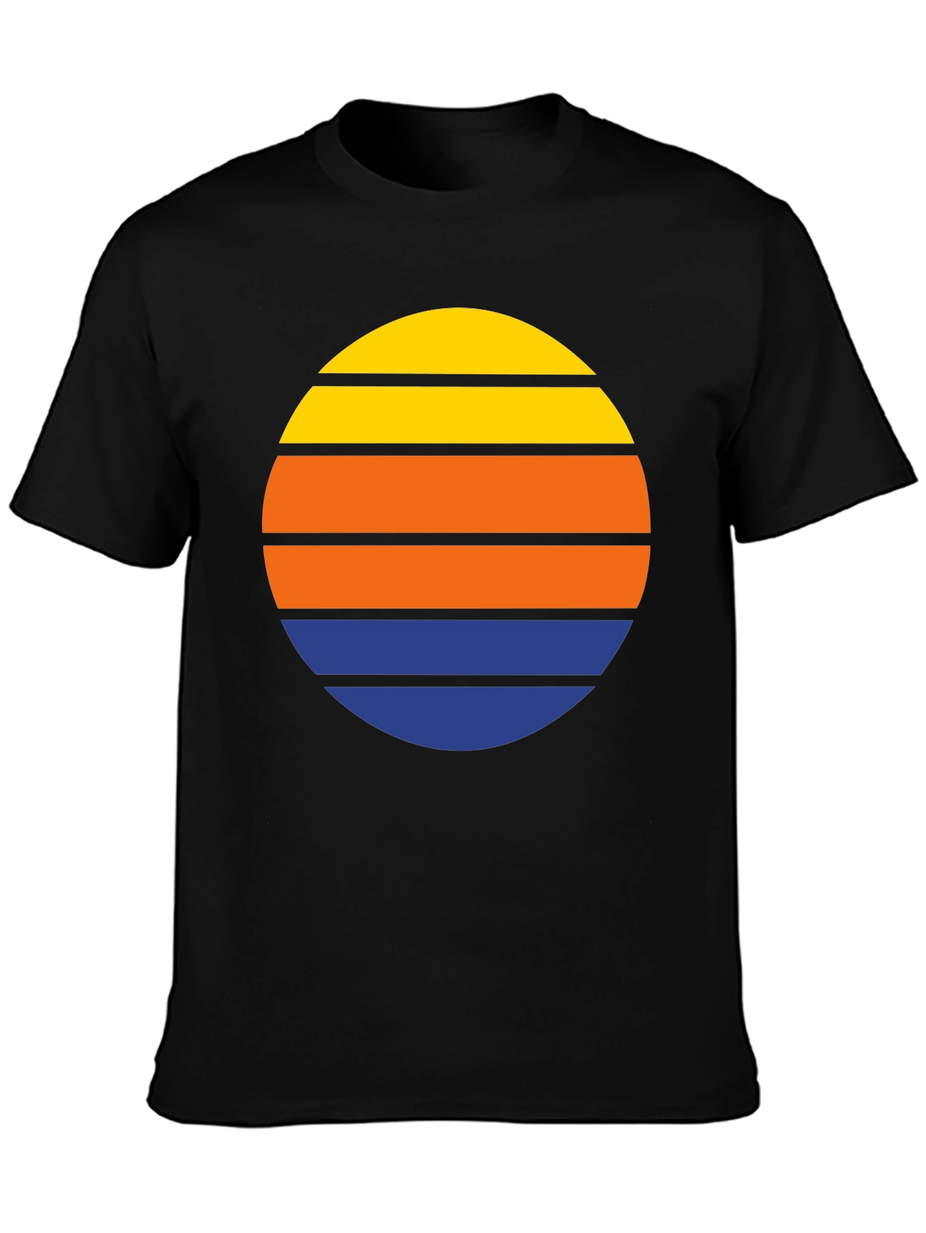 Black Retro Sunset Striped T-Shirt view 3