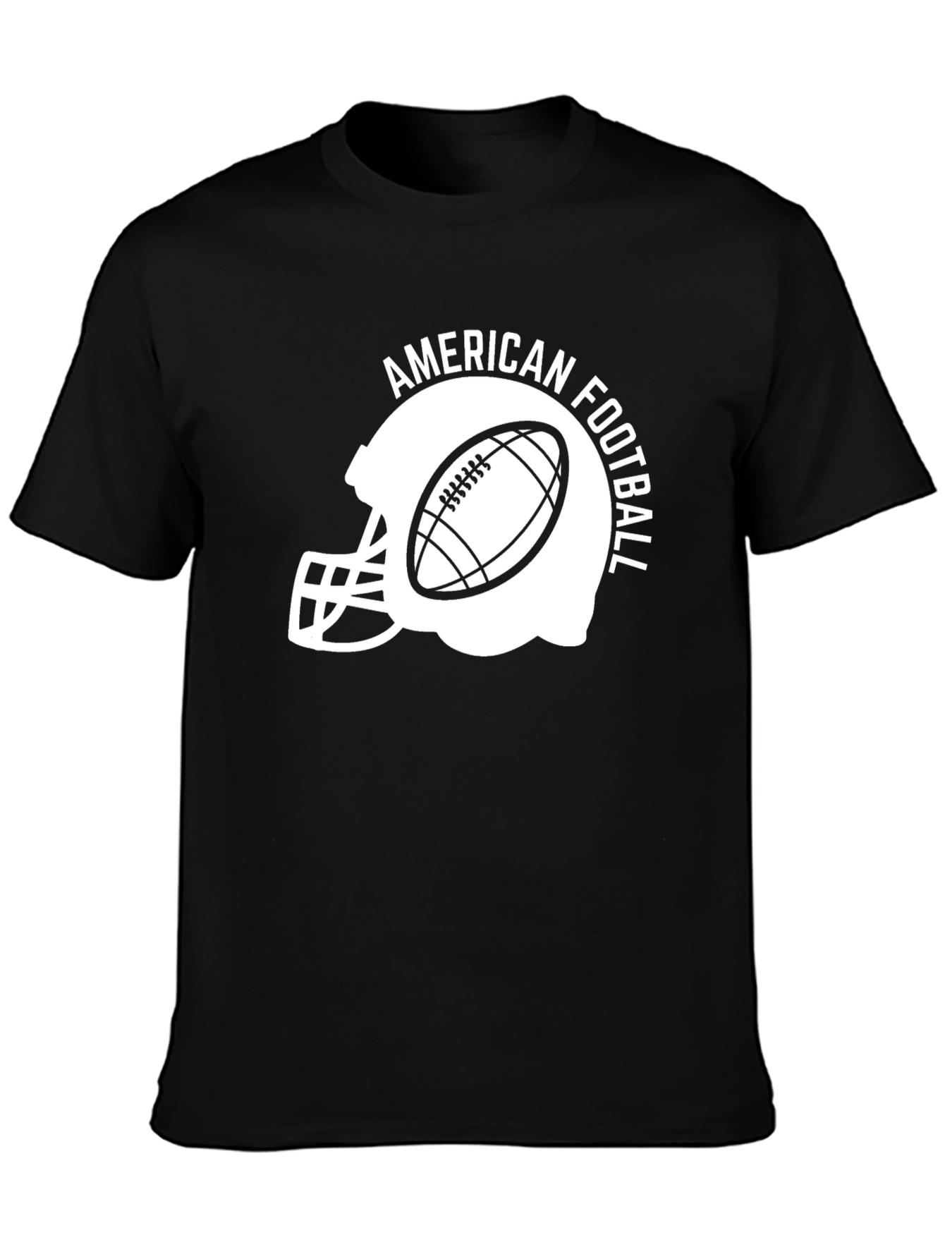 Black American Football Helmet T-Shirt view 3