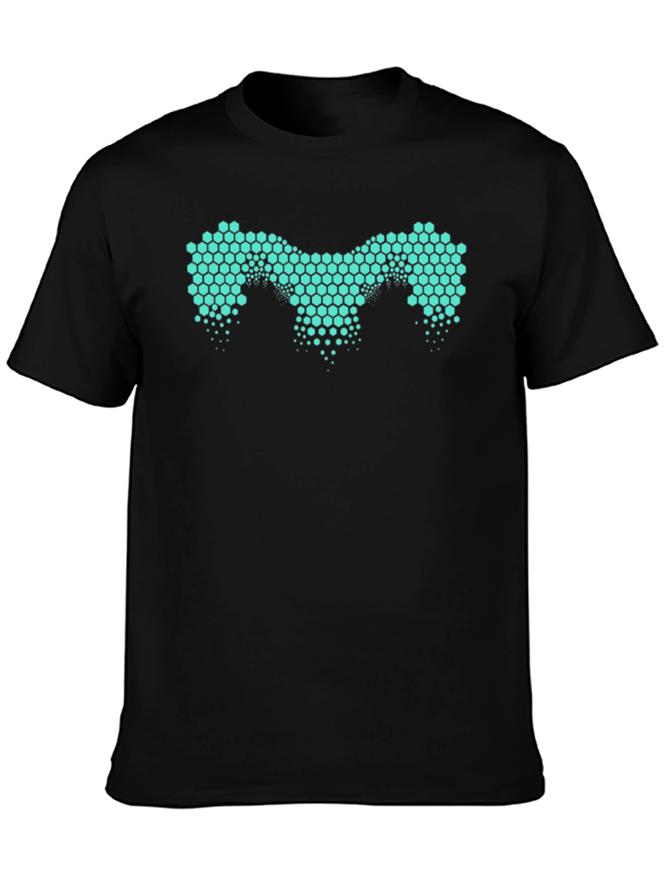 Black Honeycomb Pattern Tee - Modern Design view 3
