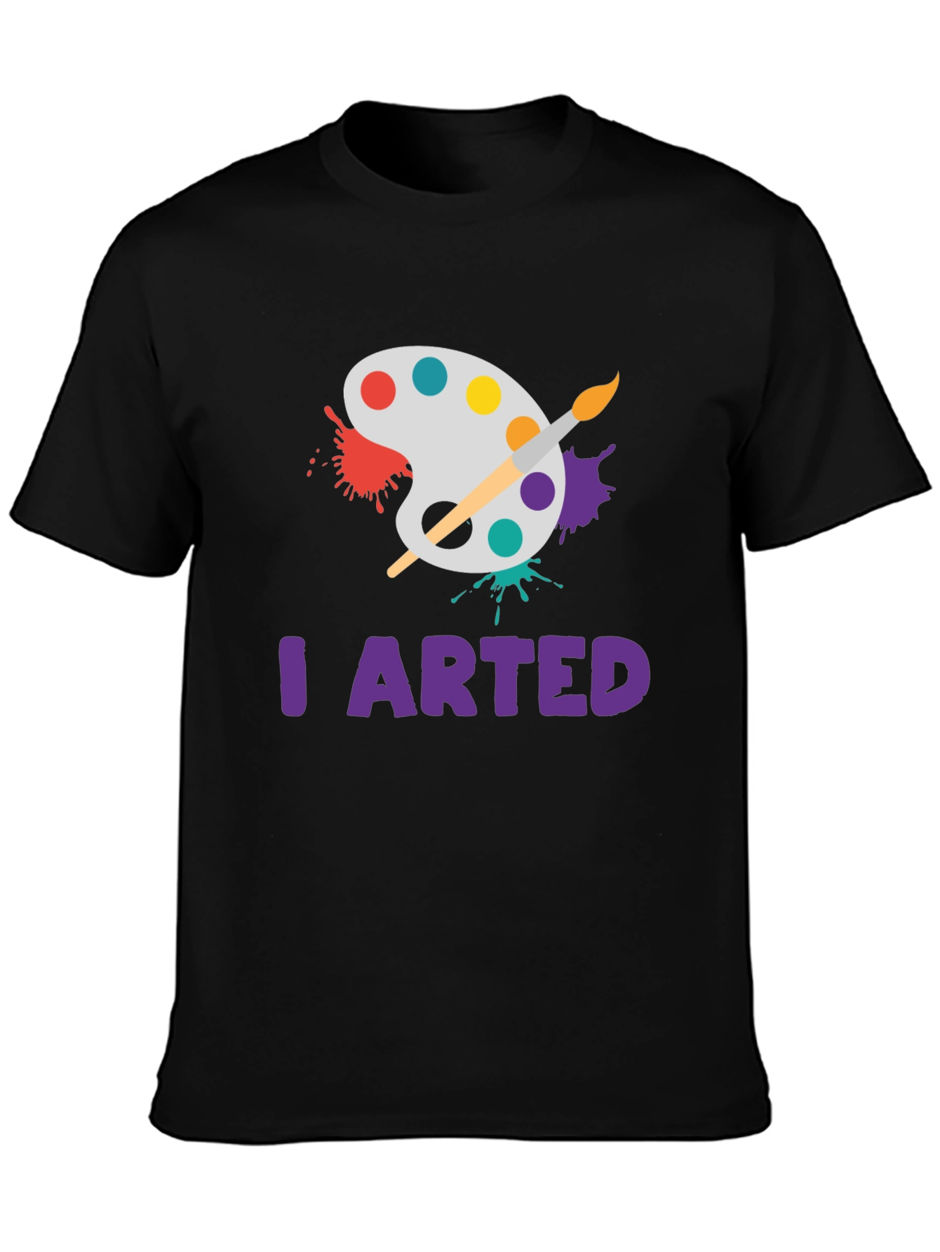 Black I Arted T-Shirt - Painter's Palette Design view 3