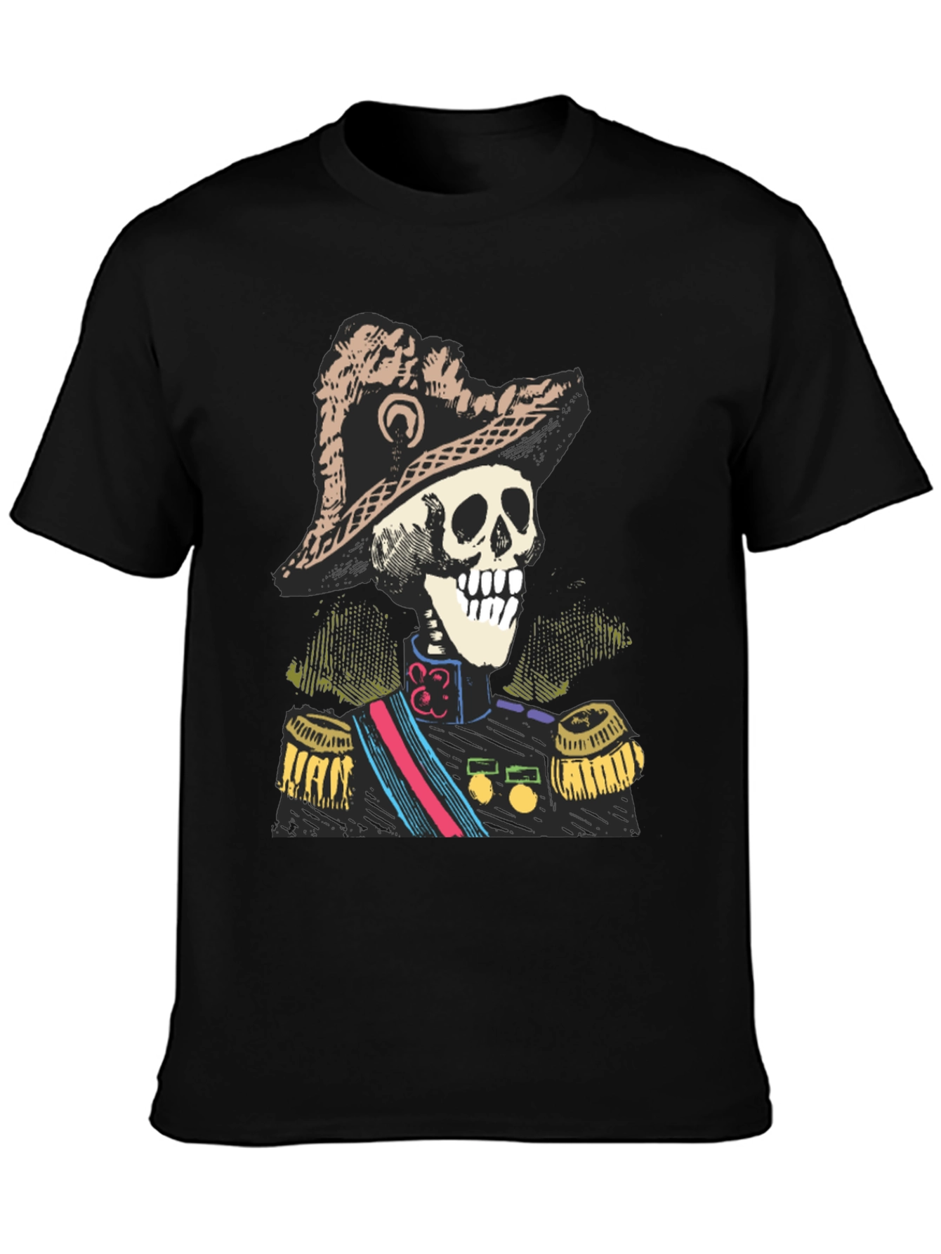 Black Skeleton General T-Shirt - Unique Design view 3