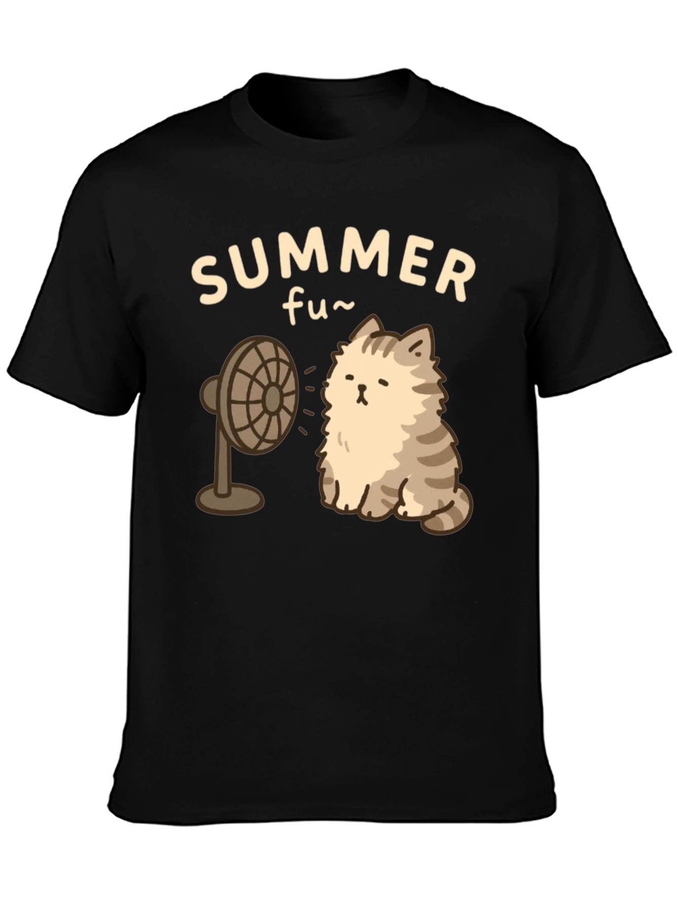 Black Summer Fun Cat T-Shirt view 3