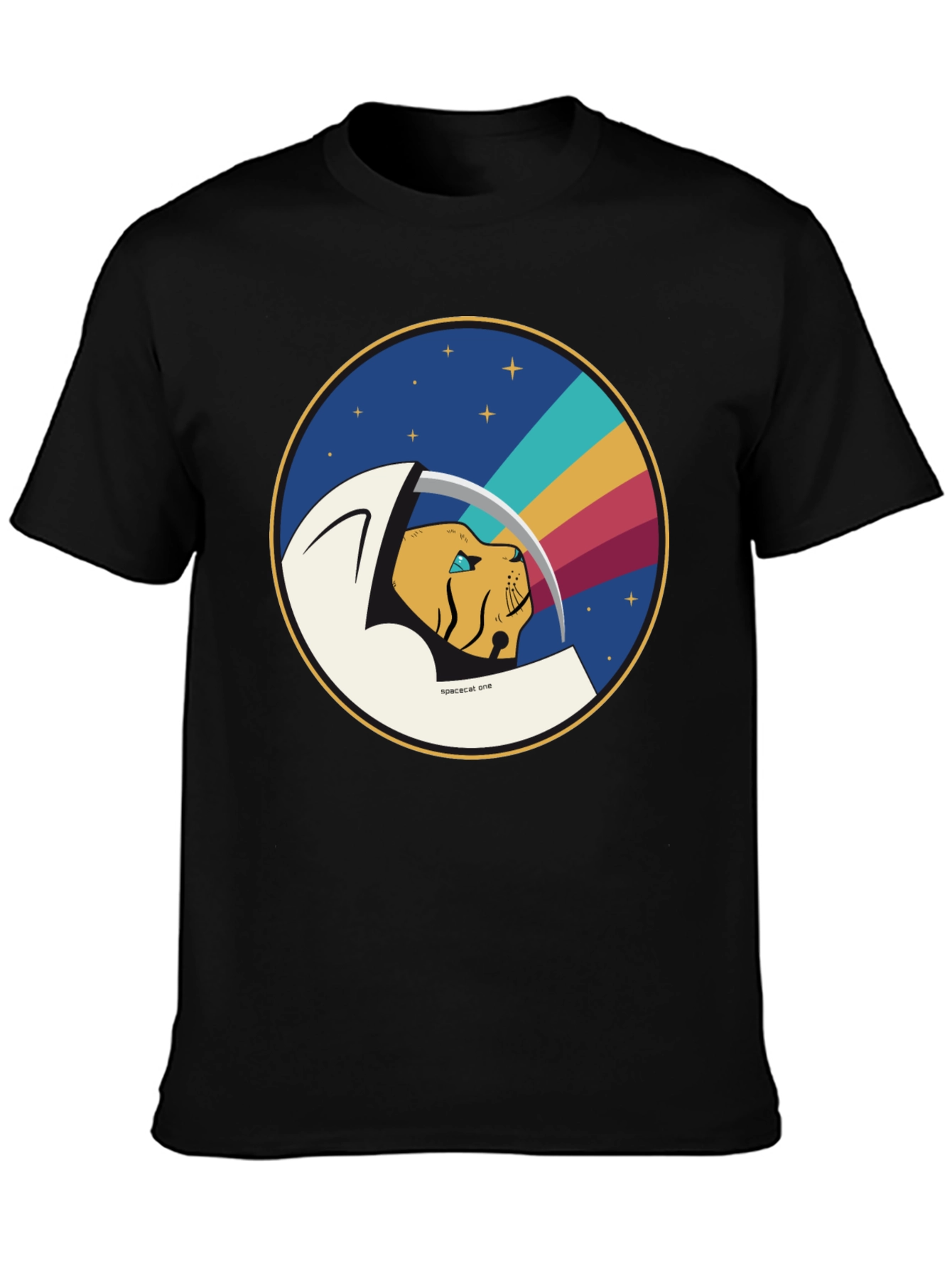 Black Space Cat One Graphic T-Shirt view 3