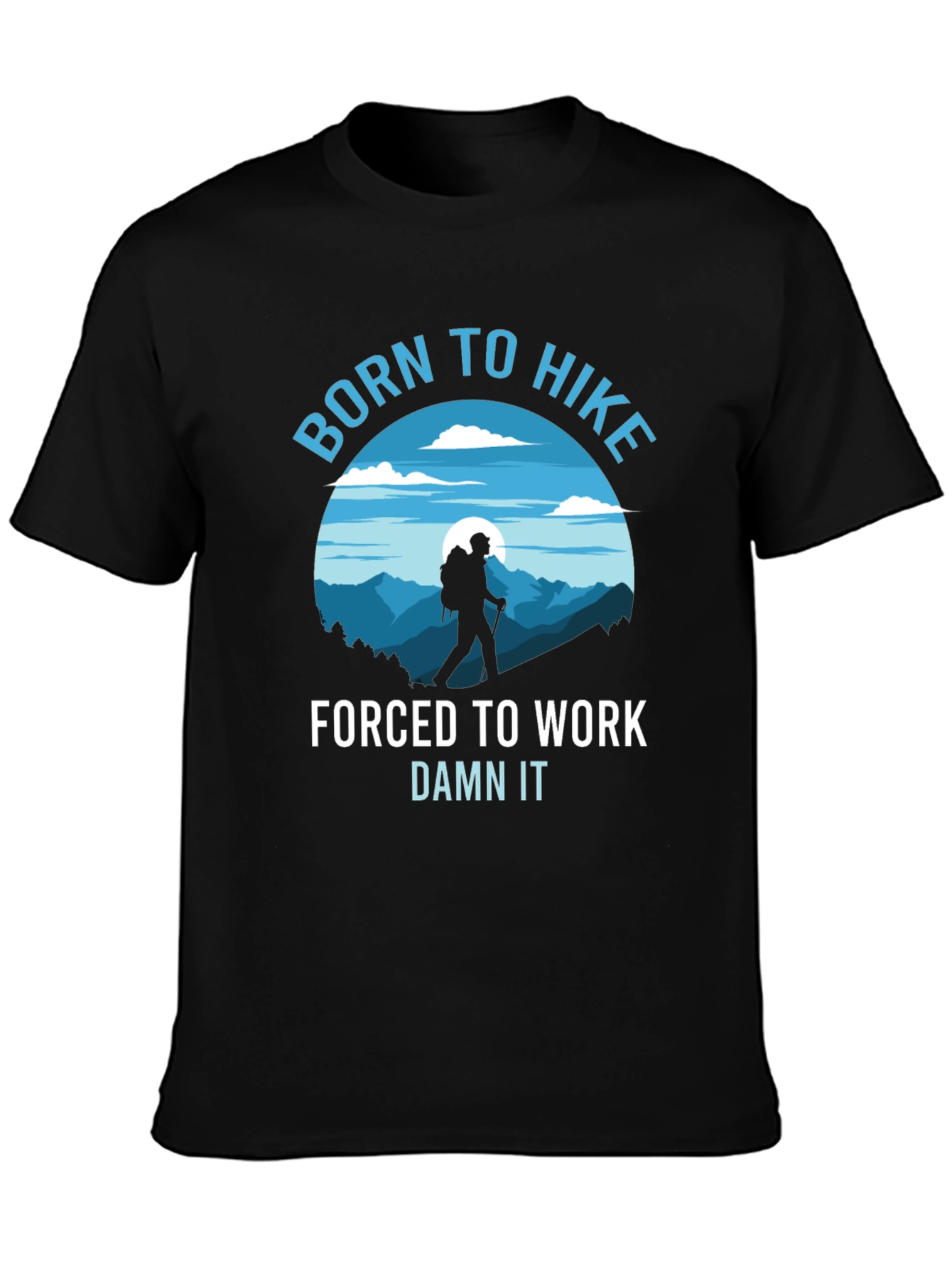 Black Born to Hike Men's Black Graphic T-Shirt view 3