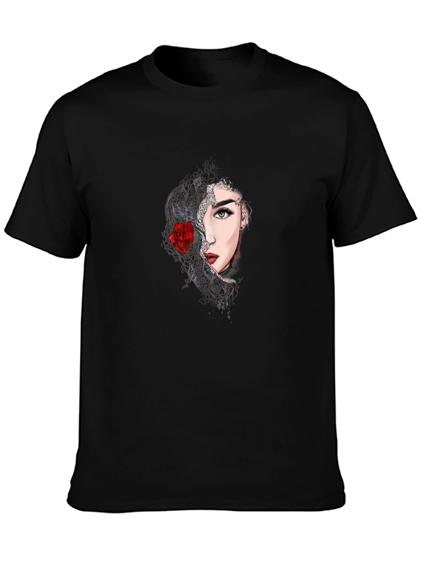 Black Woman With Rose Graphic Tee - Stylish Casual Top view 3