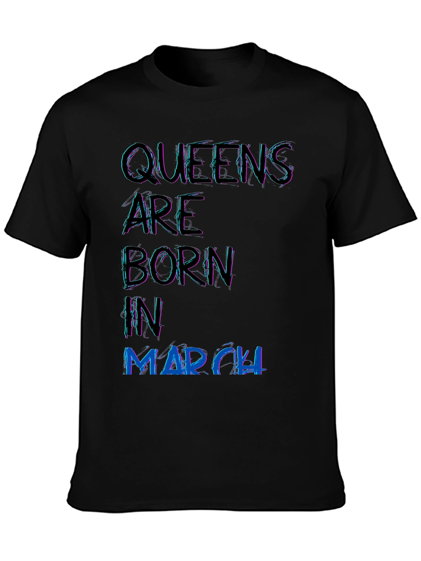 Black Queens are Born in March Black T-Shirt view 3