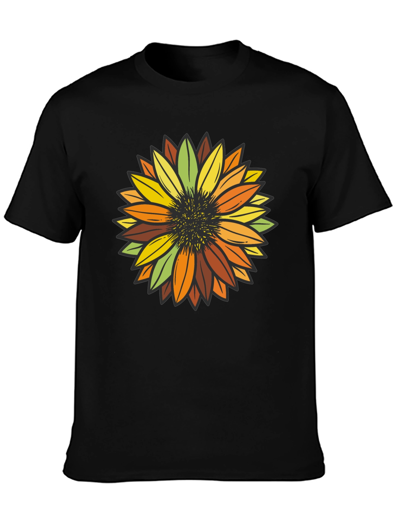 Black Sunflower Graphic Print T-Shirt view 3