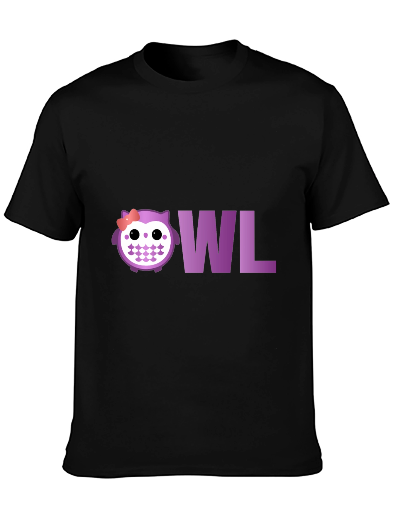 Black Cute Owl T-Shirt - Purple Graphic Tee view 3