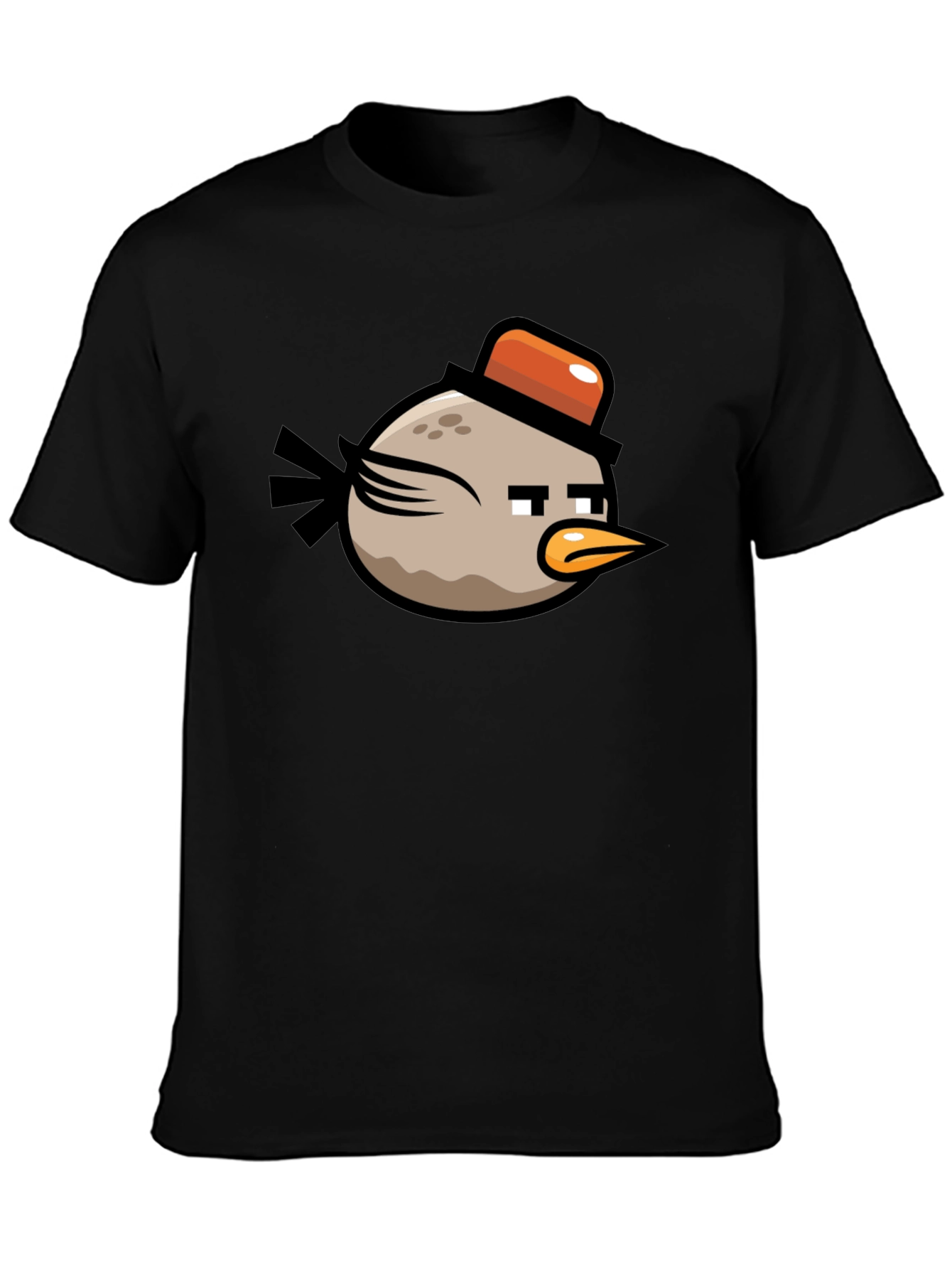 Black Angry Birds Bomb Character Men's Black T-Shirt view 3