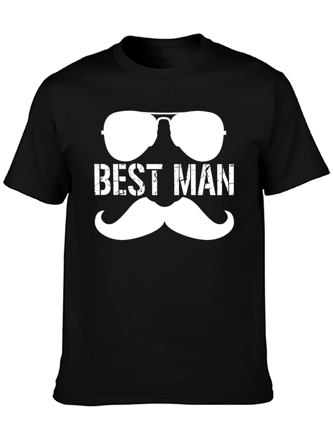 Black Best Man Sunglasses & Mustache Graphic Tee view 3