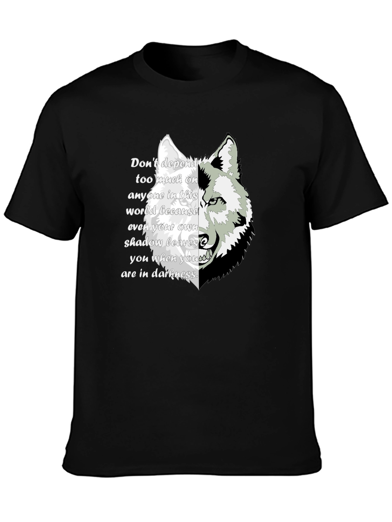 Black Wolf Shadow Graphic T-Shirt - Inspirational Quote Tee view 3
