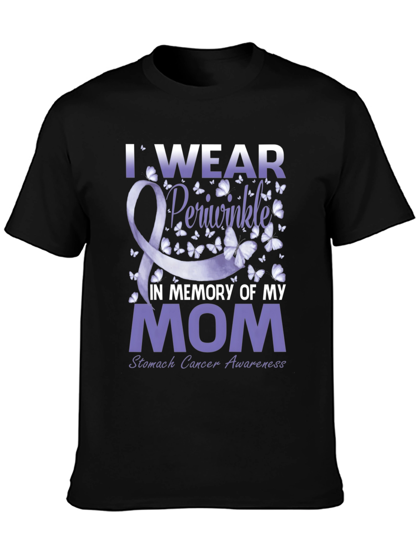 Black I Wear Periwinkle Stomach Cancer Awareness T-Shirt view 3