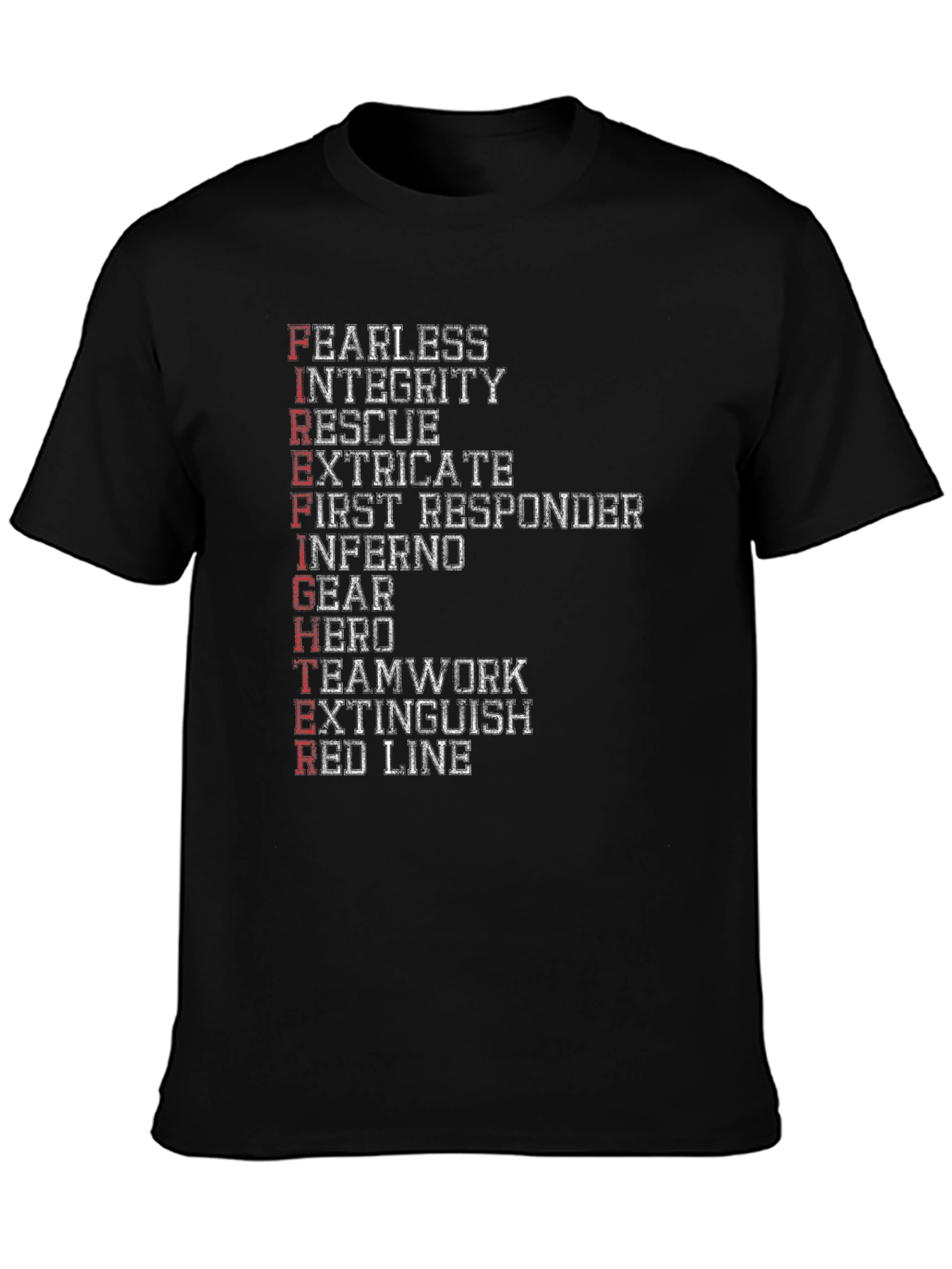 Black Firefighter Acronym Graphic Tee view 3