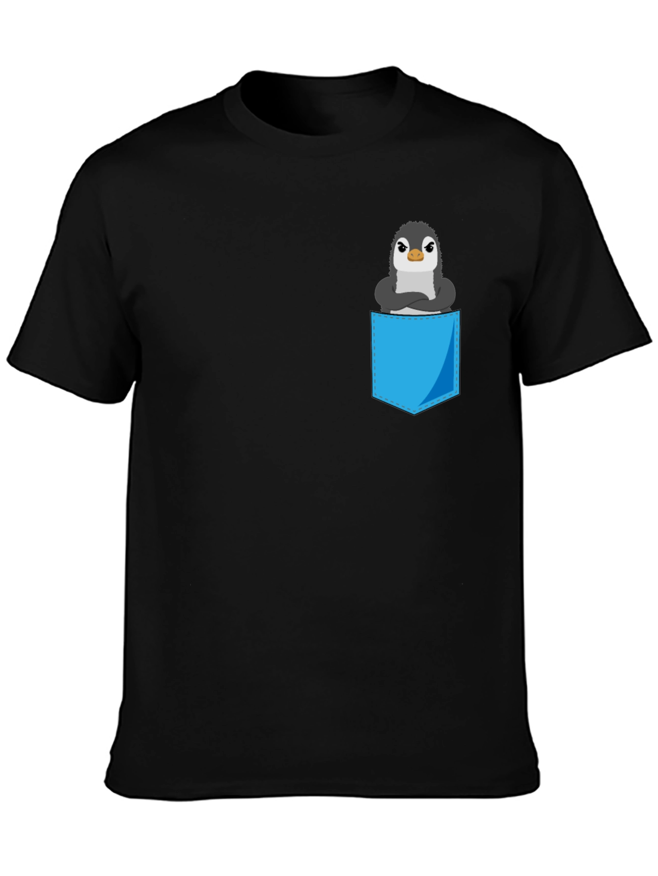 Black Penguin Pocket T-Shirt - Cute Graphic Tee view 3