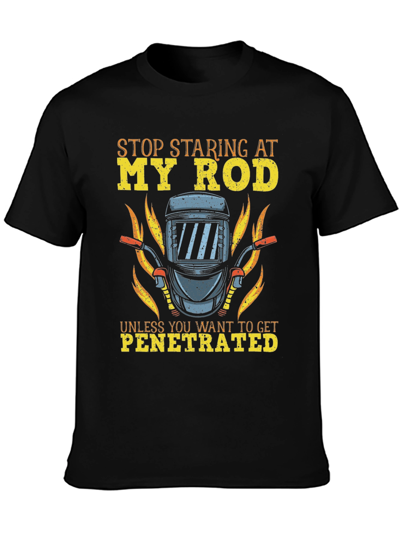 Black Funny Welder T-Shirt - Stop Staring My Rod view 3