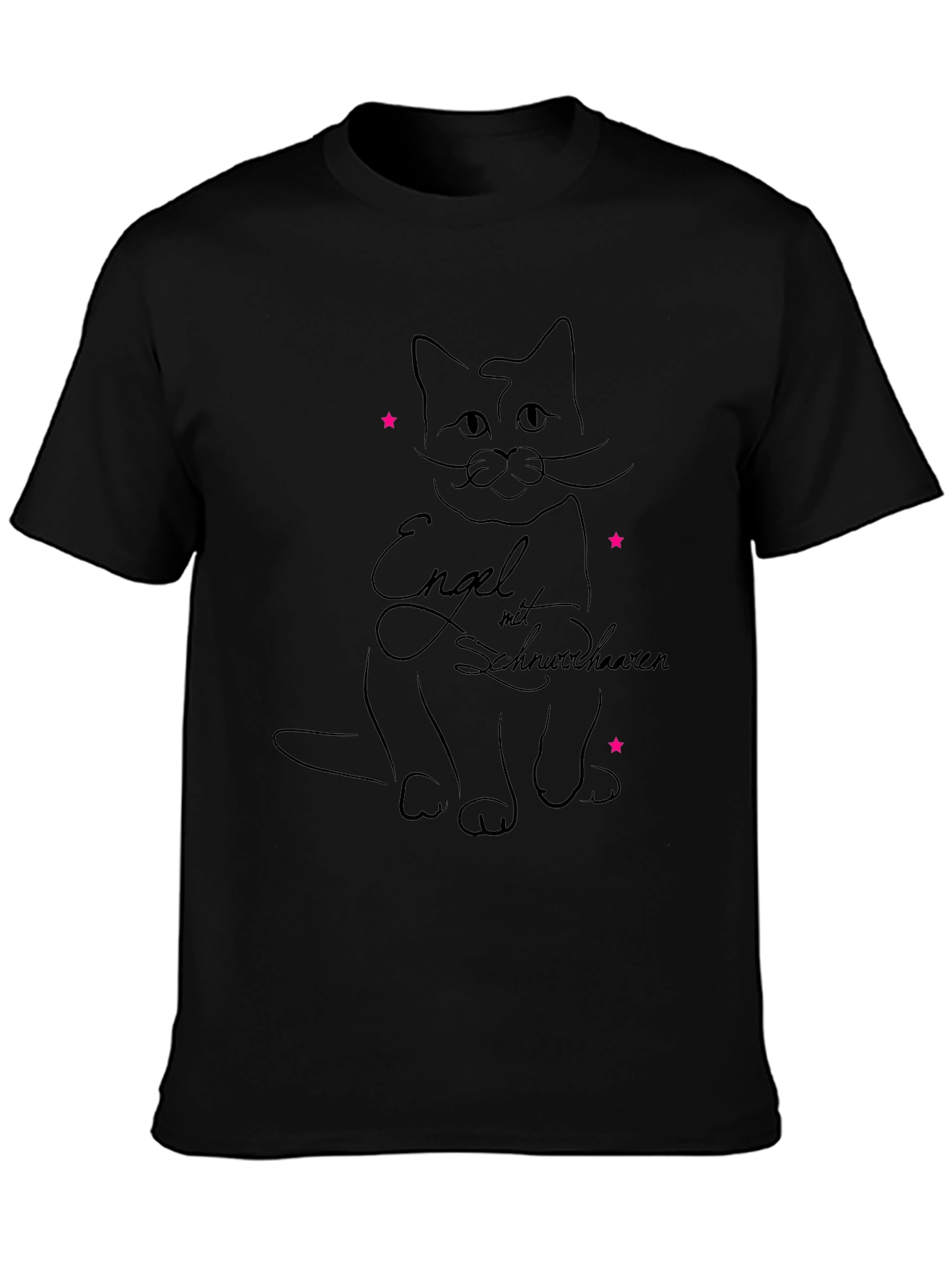 Black Cat Angel Black T-Shirt view 3