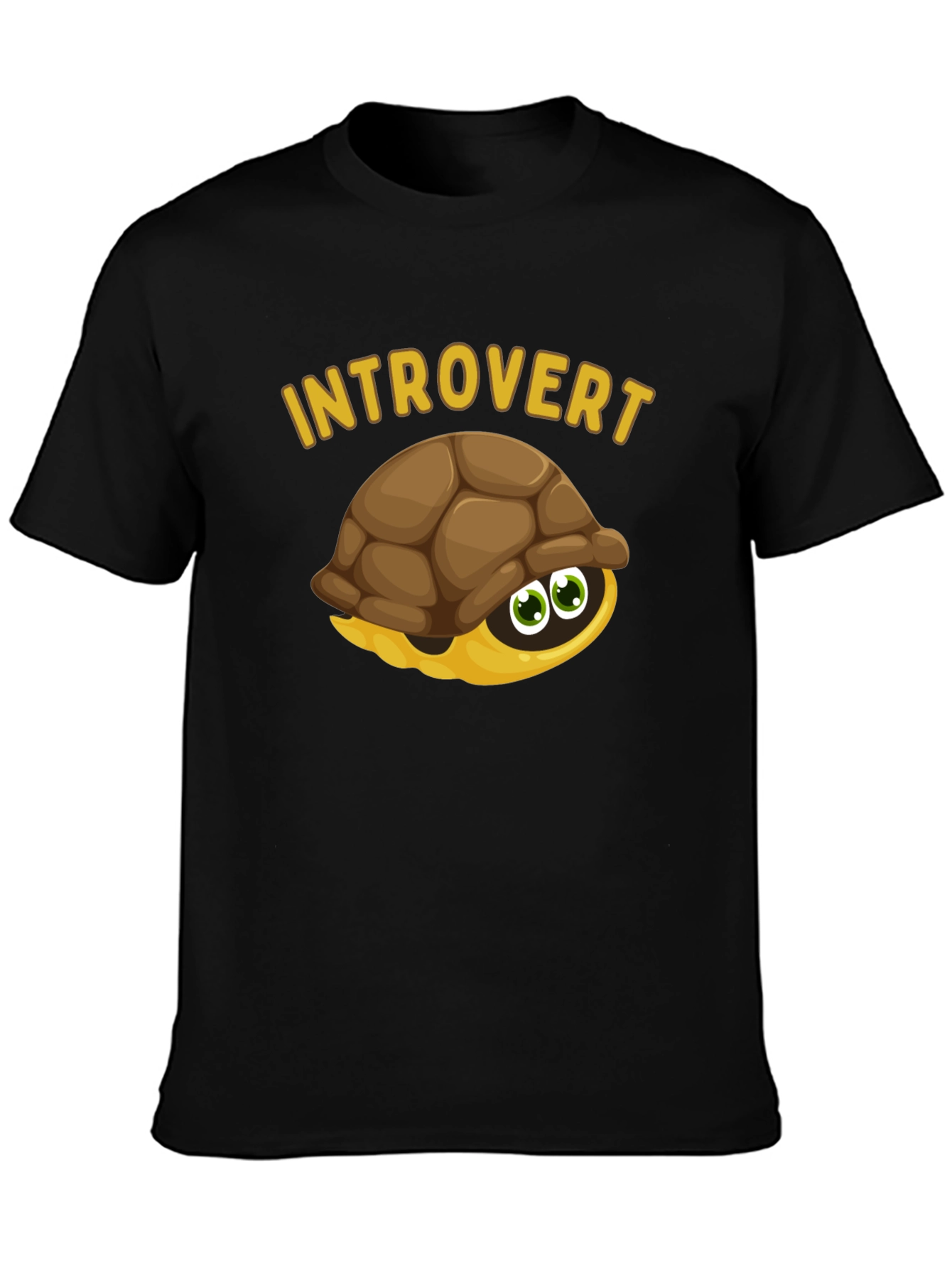 Black Introvert Turtle Graphic Tee - Funny Animal Humor T-Shirt view 3