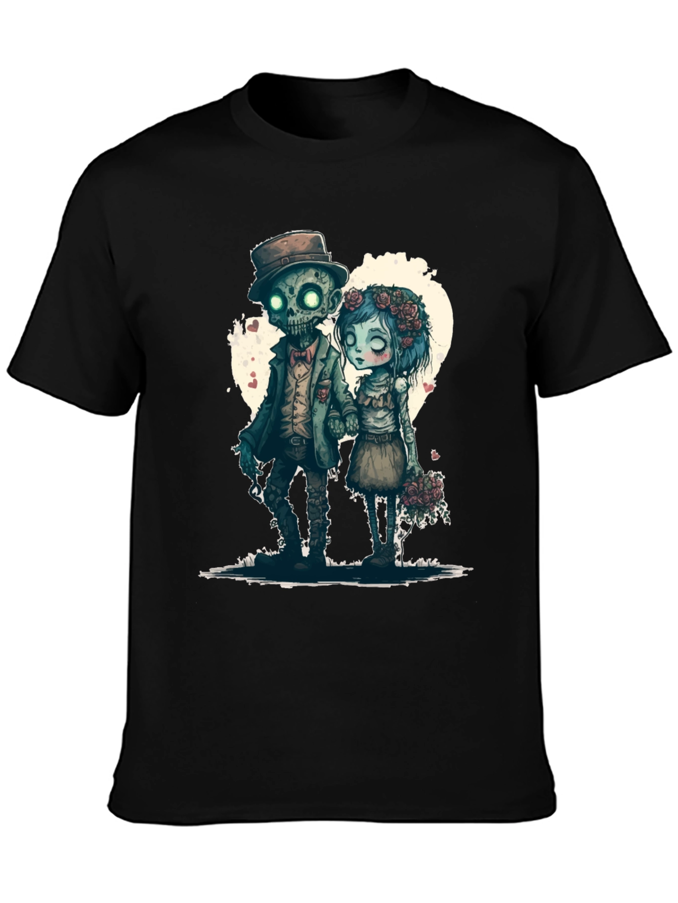 Black Zombie Love T-Shirt - Heart Graphic Tee view 3