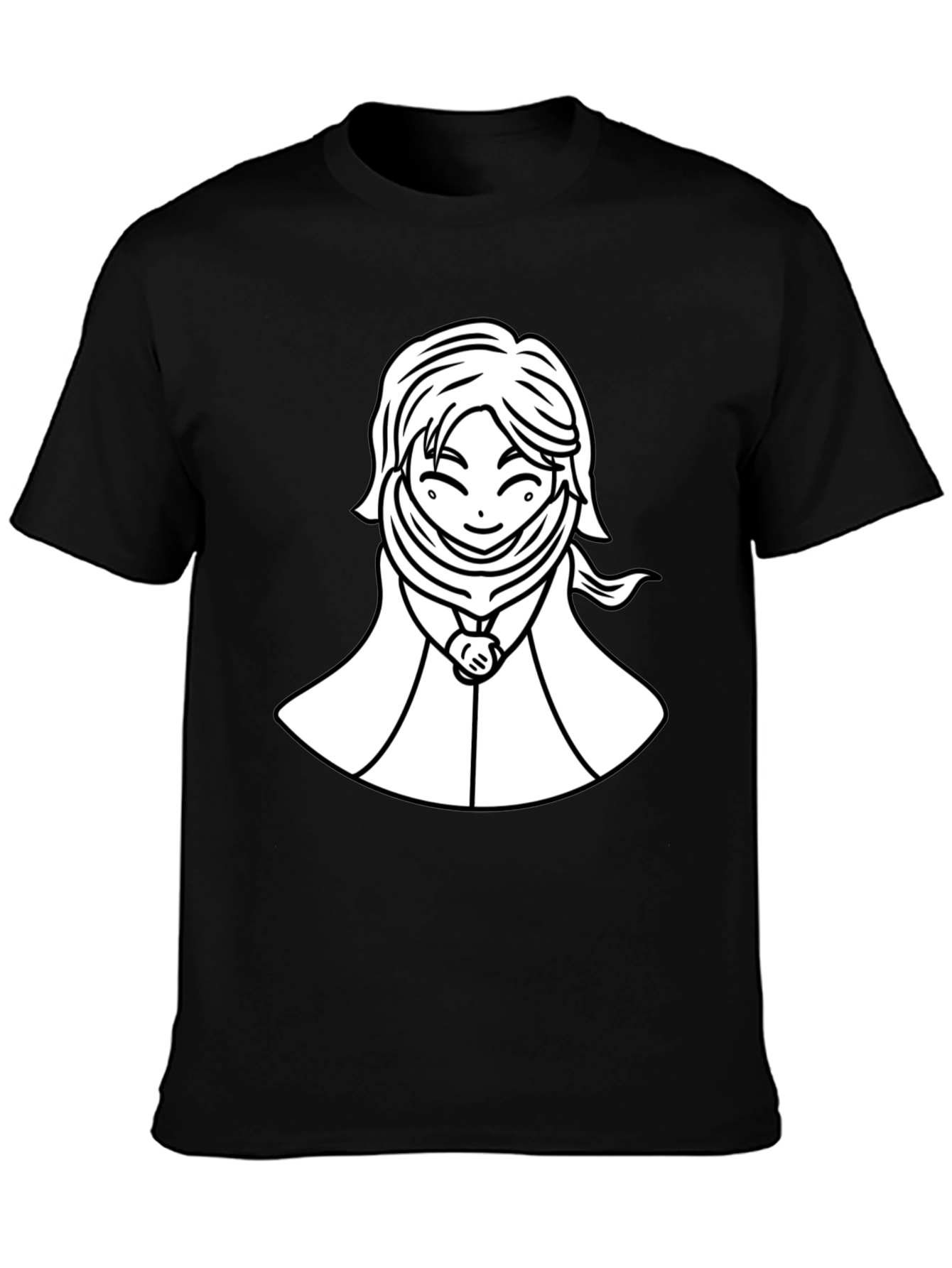 Black Anime Style Graphic Tee - Black Cotton T-Shirt view 3