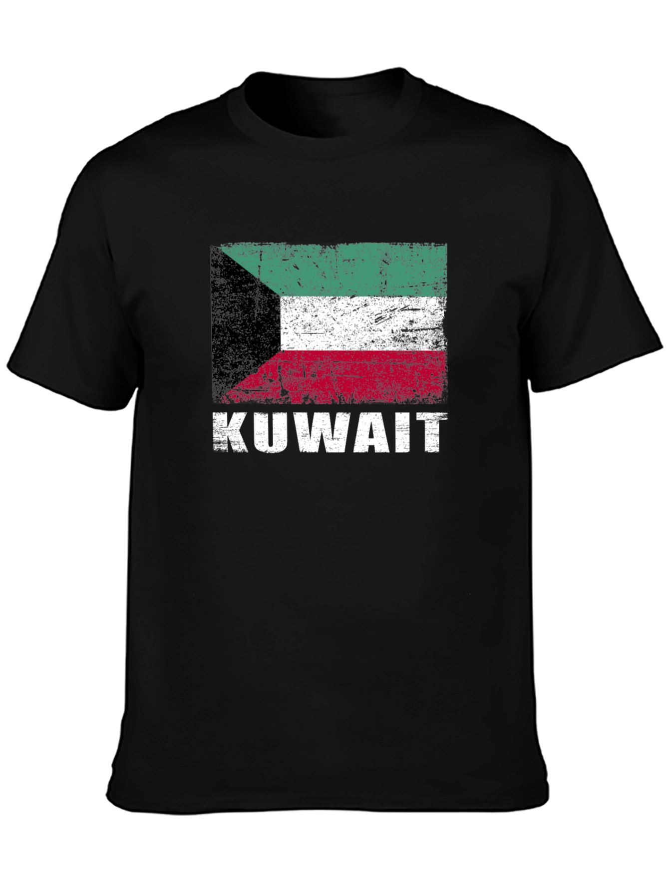 Black Kuwait Flag T-Shirt - Distressed Look view 3