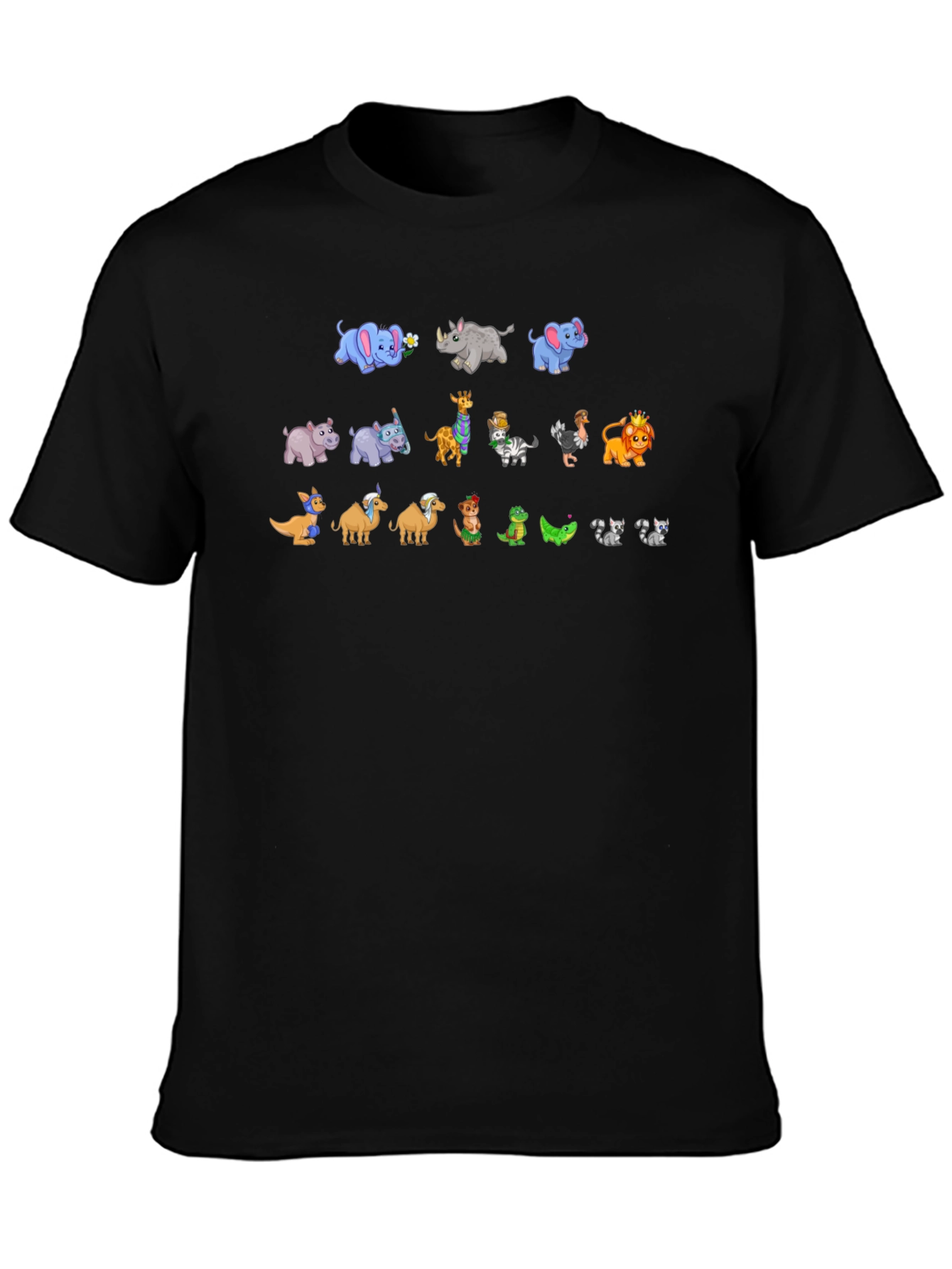 Black Cartoon Animals T-Shirt view 3