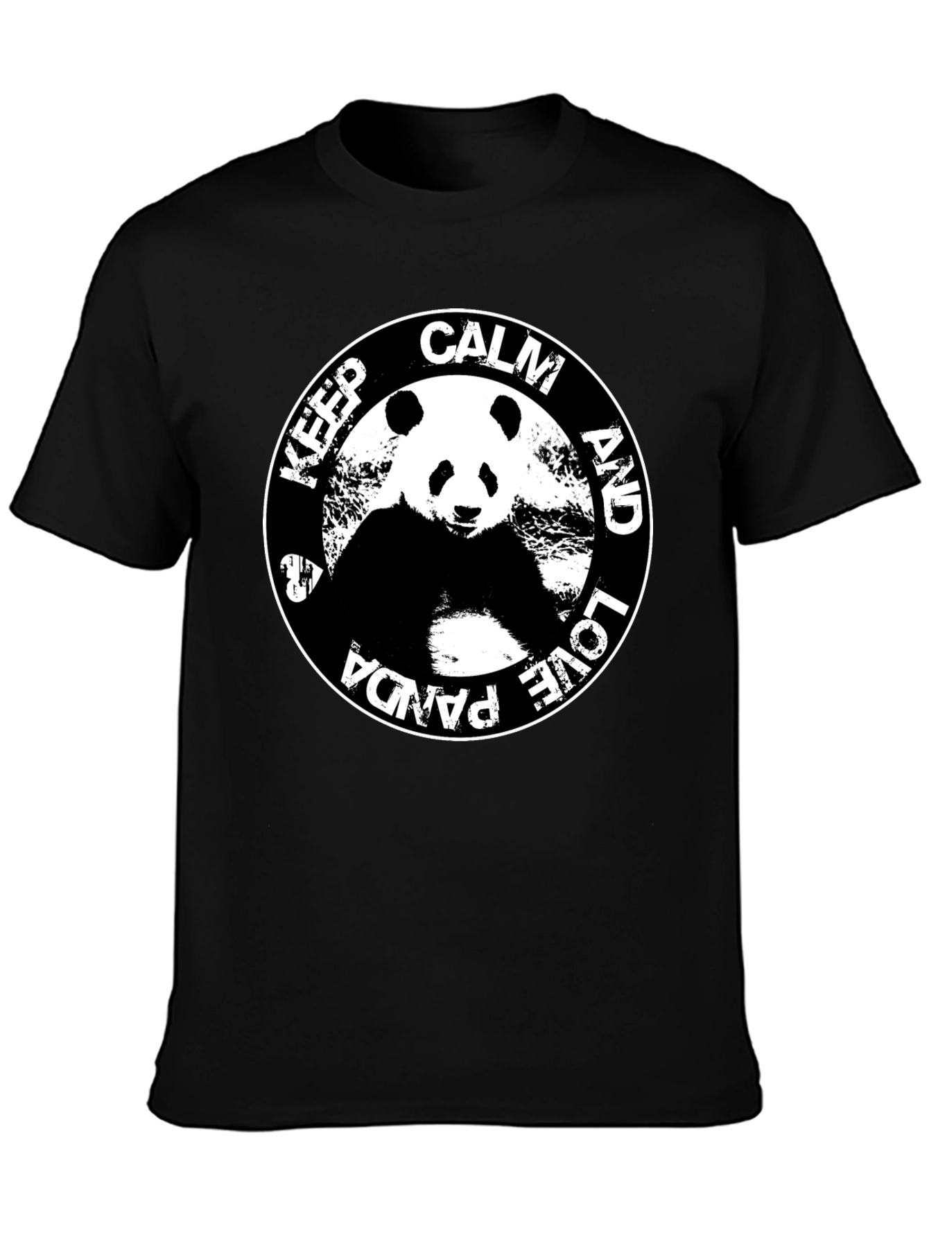 Black Keep Calm & Love Panda T-Shirt - Black Cotton Tee view 3