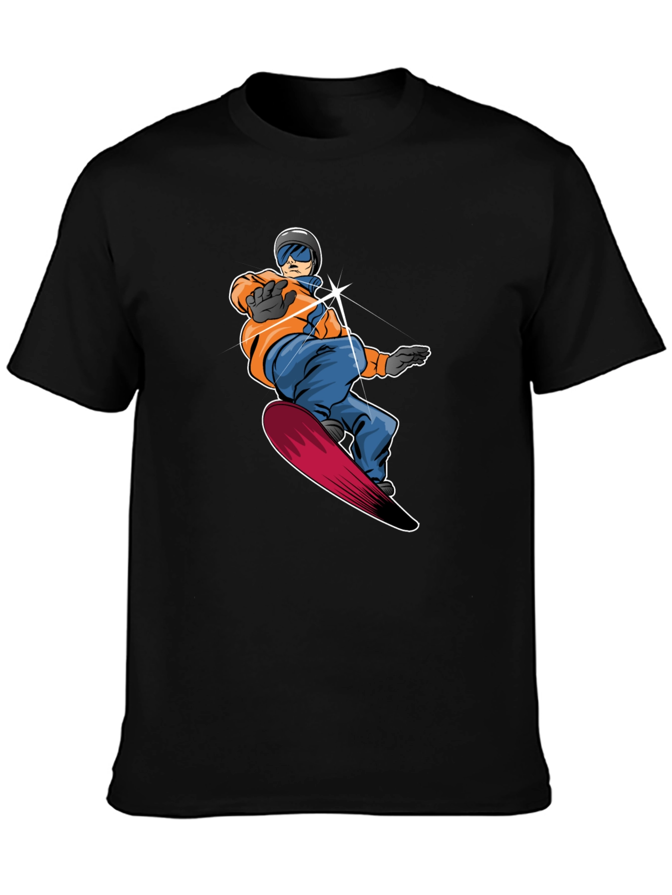 Black Cool Snowboarder Graphic Tee - Black Cotton view 3