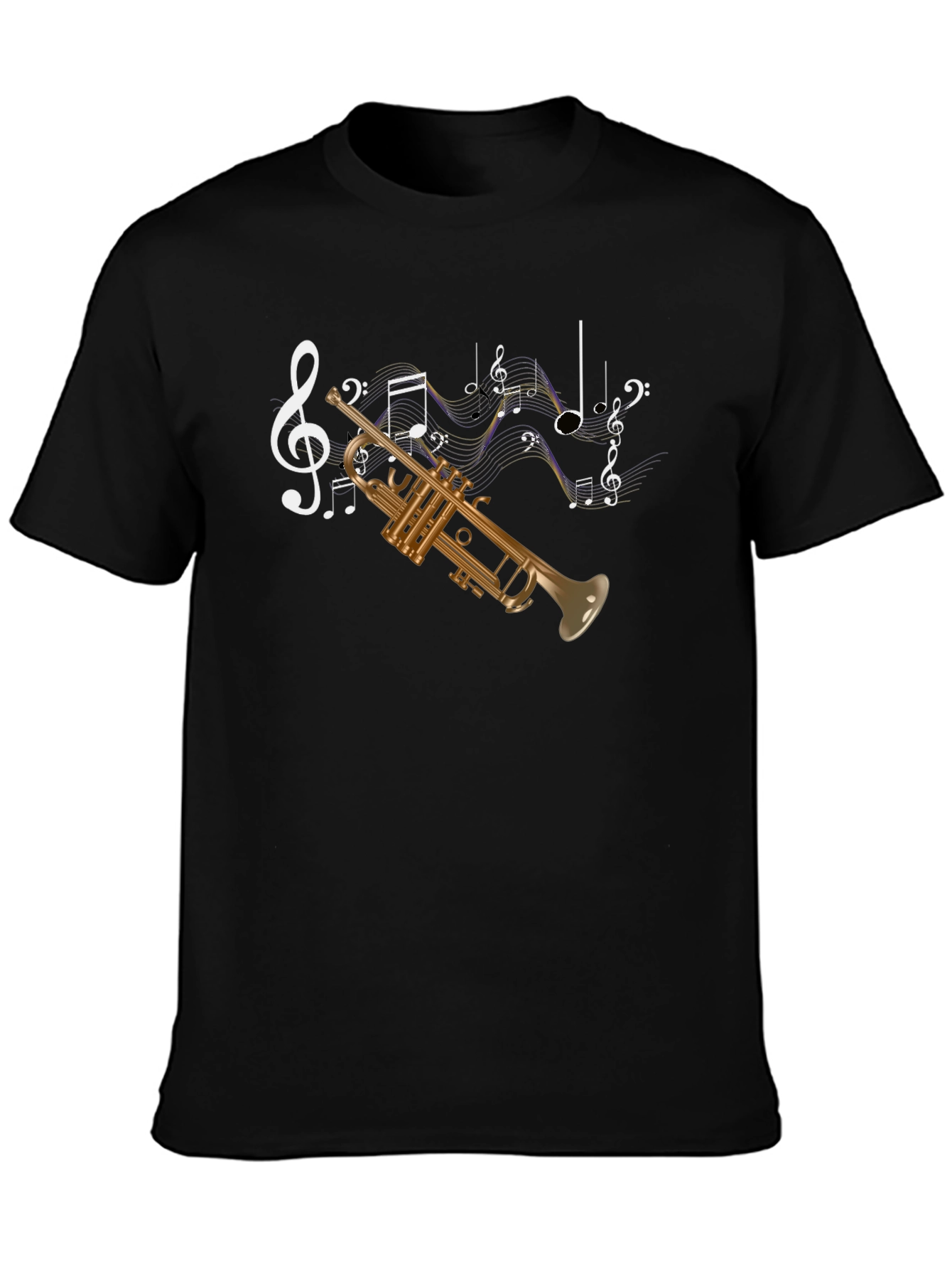 Black Trumpet & Music Note Graphic Tee view 3