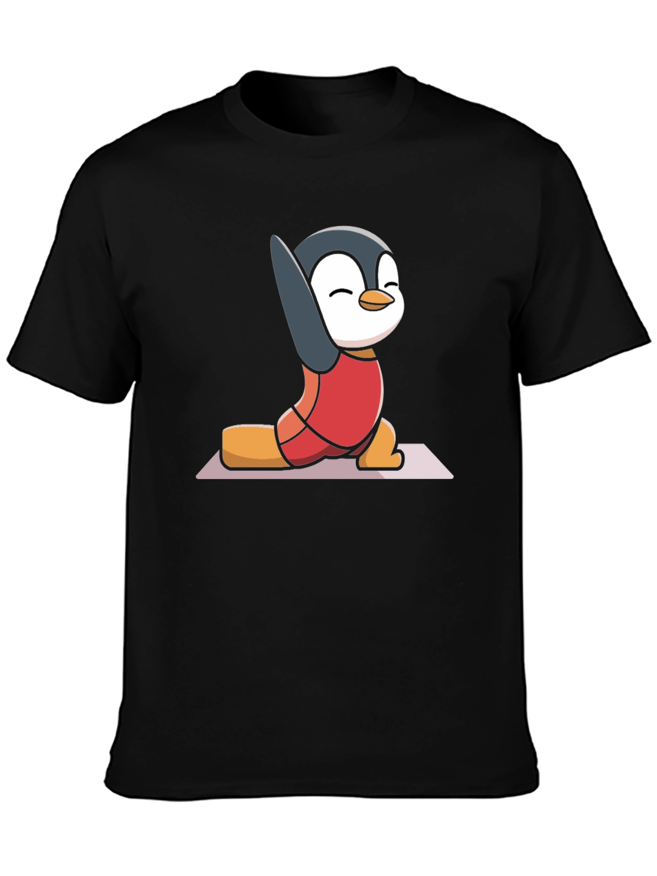 Black Yoga Penguin T-Shirt - Relaxed Fit view 3